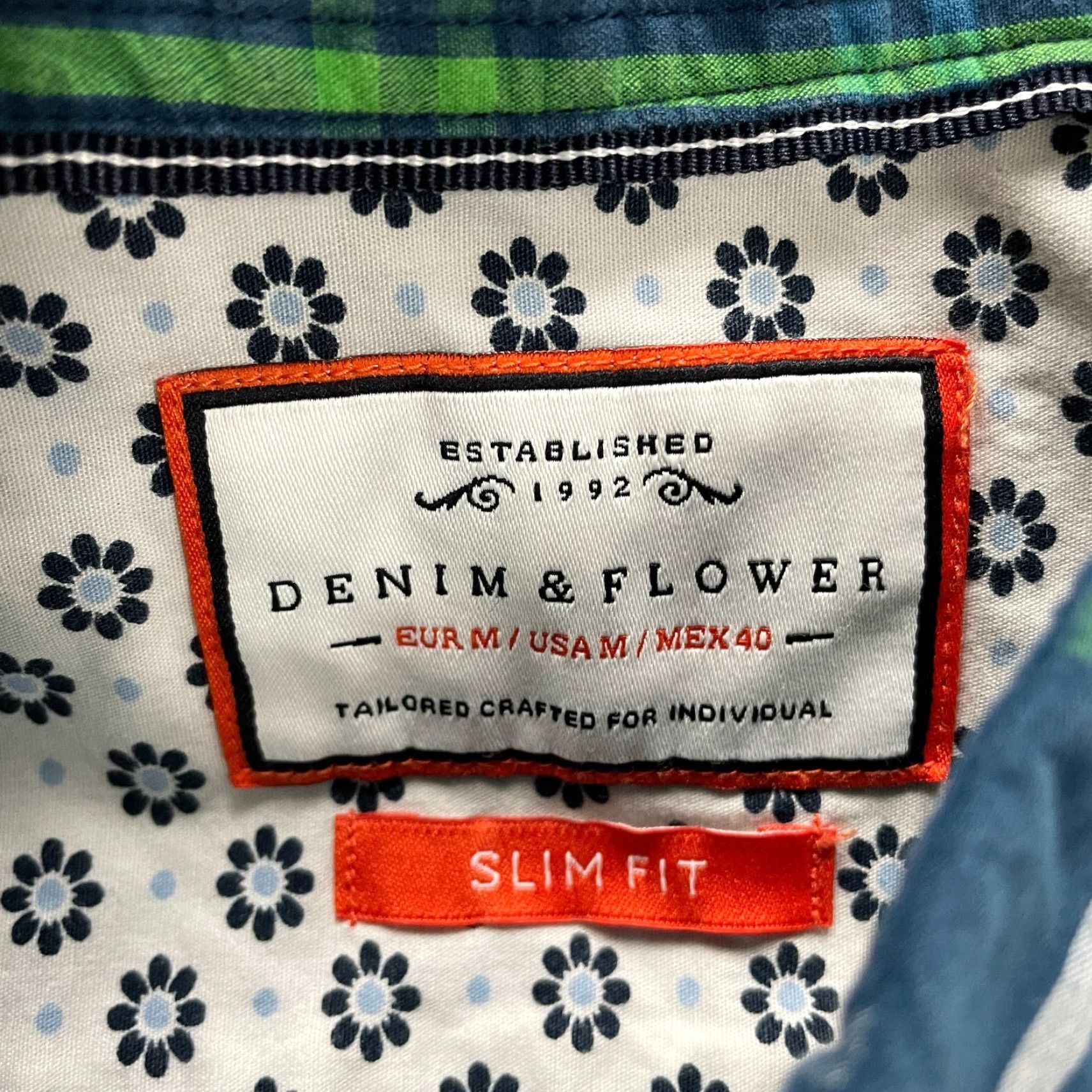 Denime Denim & Flower Slim Fit Button-Up Flannel Shirt Mens Medium Multicolor Plaid Short Sleeve Classic Outdoor Size US M / EU 48-50 / 2 - 4 Thumbnail
