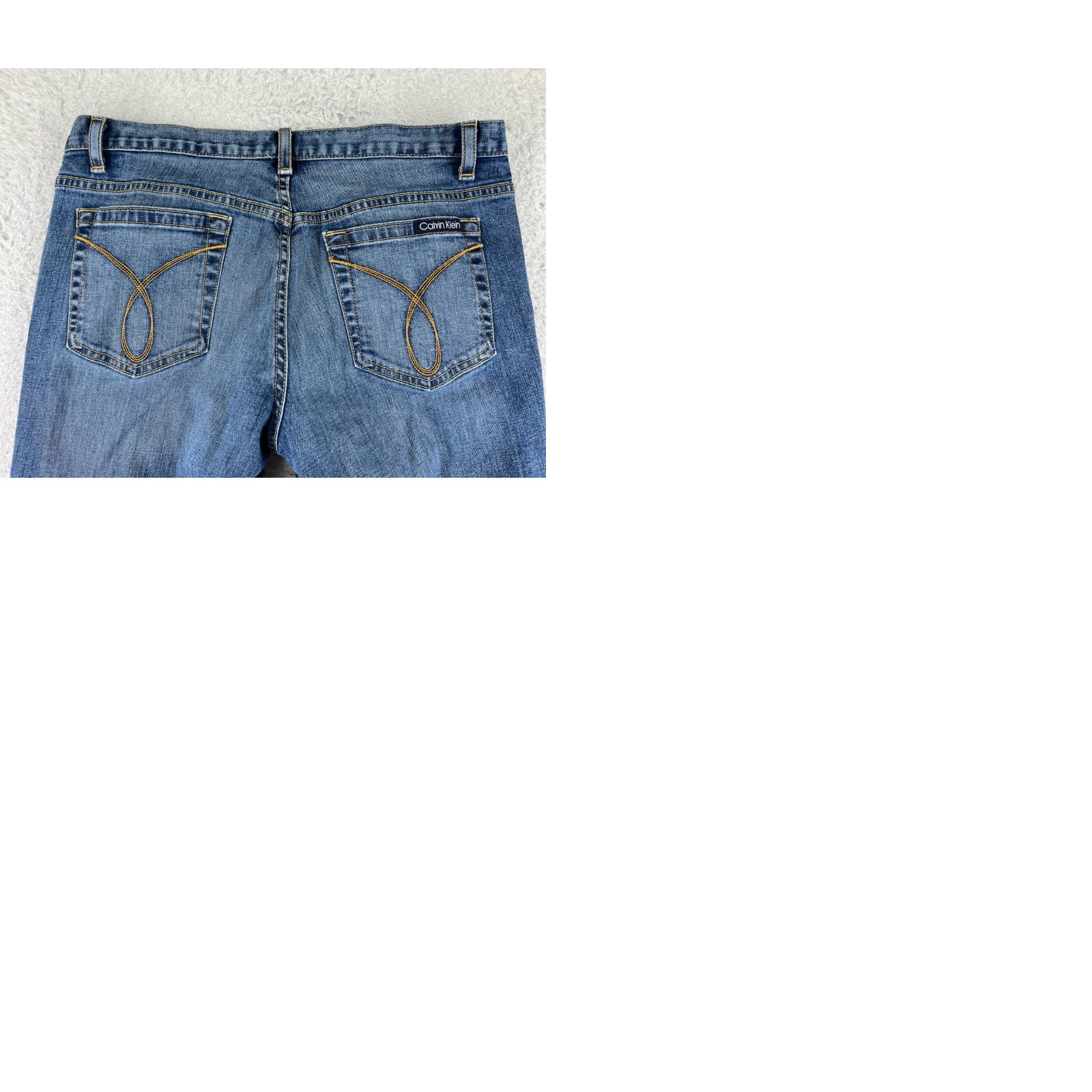 Calvin Klein Calvin Klein Jeans Women 12 Blue Denim Flared 32x29.5 Cotton Blend 5-Pocket Zipper Distressed Medium Wash Adult Regular Womens Size 34" / US 12 / IT 48 - 10 Thumbnail