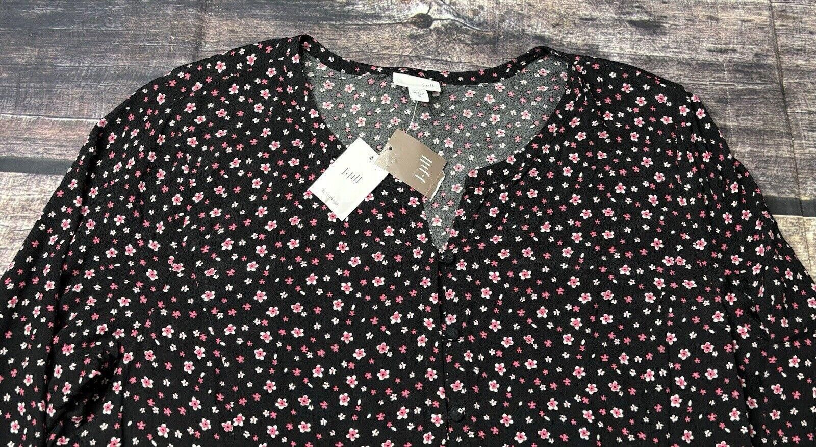 Other J Jill Tunic Top Women's XL Long Sleeve Floral Polka Dot Size XL / US 12-14 / IT 48-50 - 4 Thumbnail