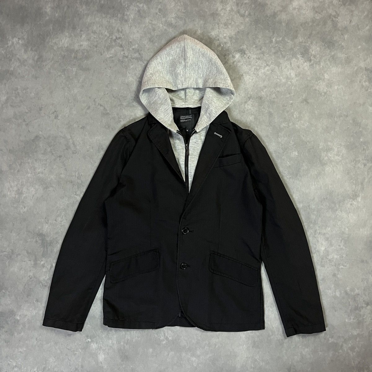 Japanese Brand Splendid Satisfaction Hooded Layered Blazer CDG Yohji Style Size 40R - 2 Thumbnail