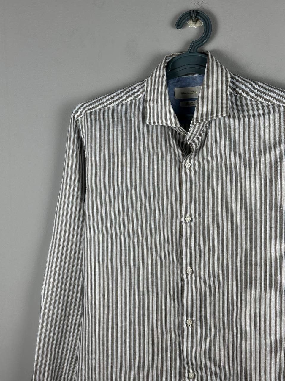 Massimo Dutti Massimo Dutti Luxury Beige Striped Linen Shirt Size US M / EU 48-50 / 2 - 1 Thumbnail