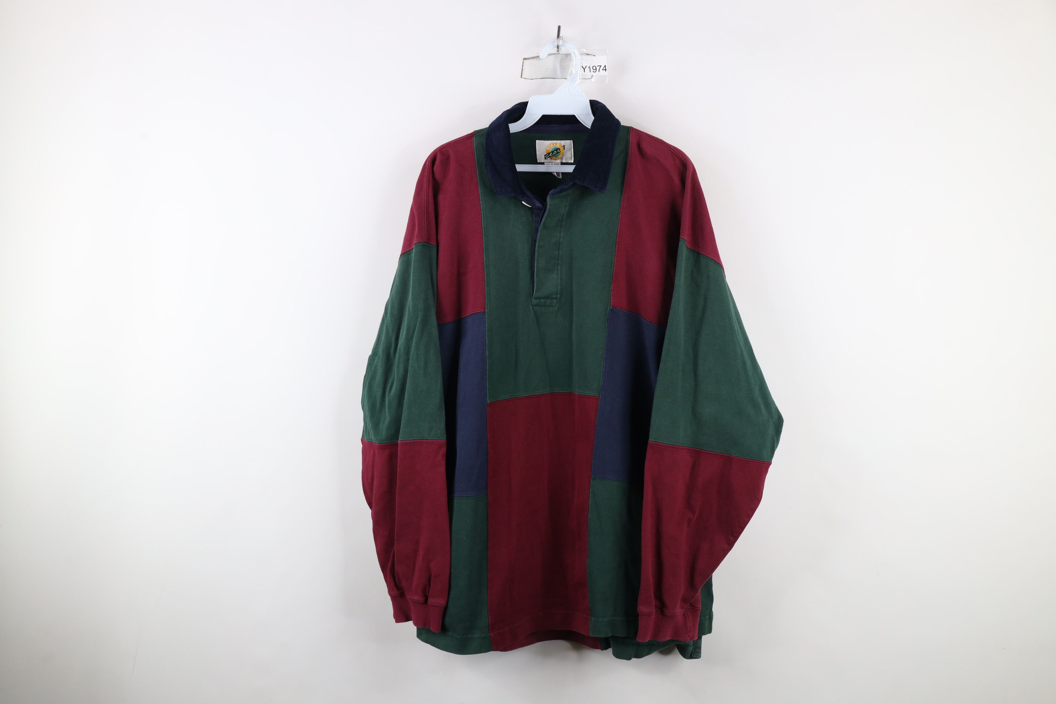 Vintage Vintage 90s Streetwear Checkered Long Sleeve Rugby Polo Size US L / EU 52-54 / 3 - 1 Thumbnail