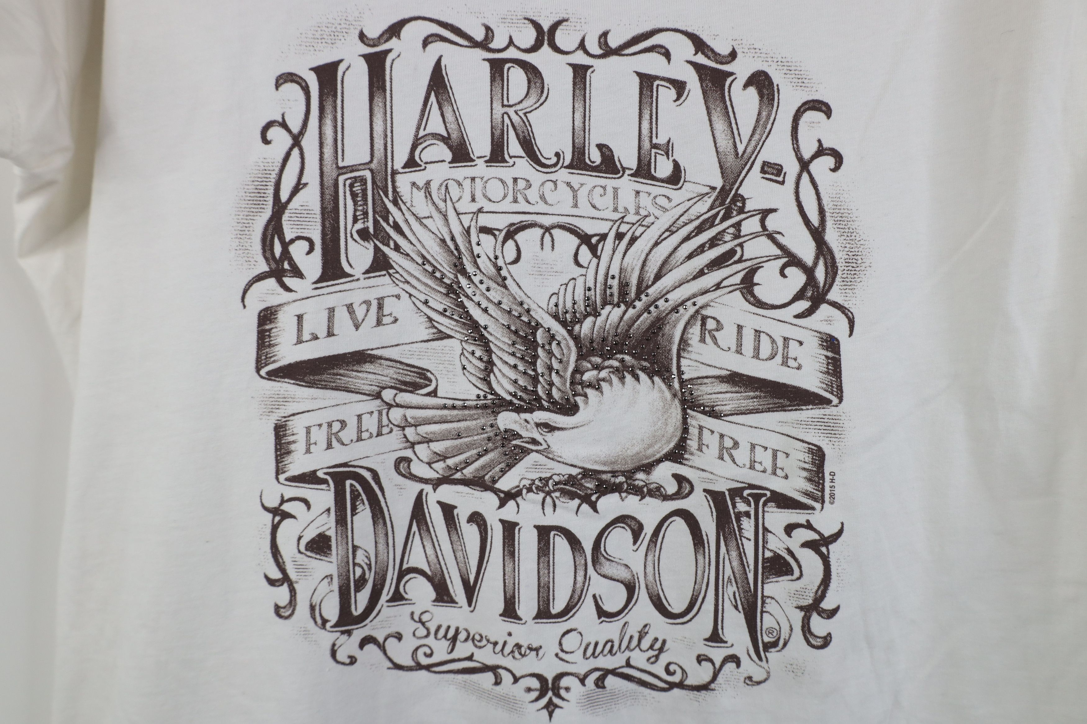Harley Davidson Deadstock Vintage Y2K Harley Davidson Eagle Sequin T-Shirt Size XXL / US 16-18 / IT 52-54 - 4 Thumbnail