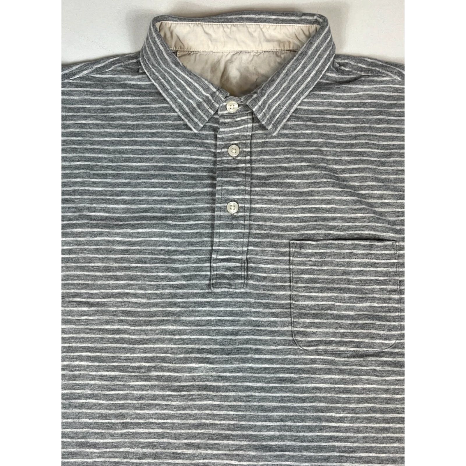 Faherty Faherty Men's Long Sleeve Luxe Polo Shirt Striped Gray M Size US M / EU 48-50 / 2 - 4 Thumbnail