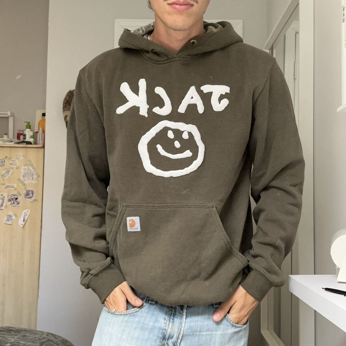 Pre-owned Carhartt Camo Happy Jack Custom Puff Print Smiley  Hoodie In Multi