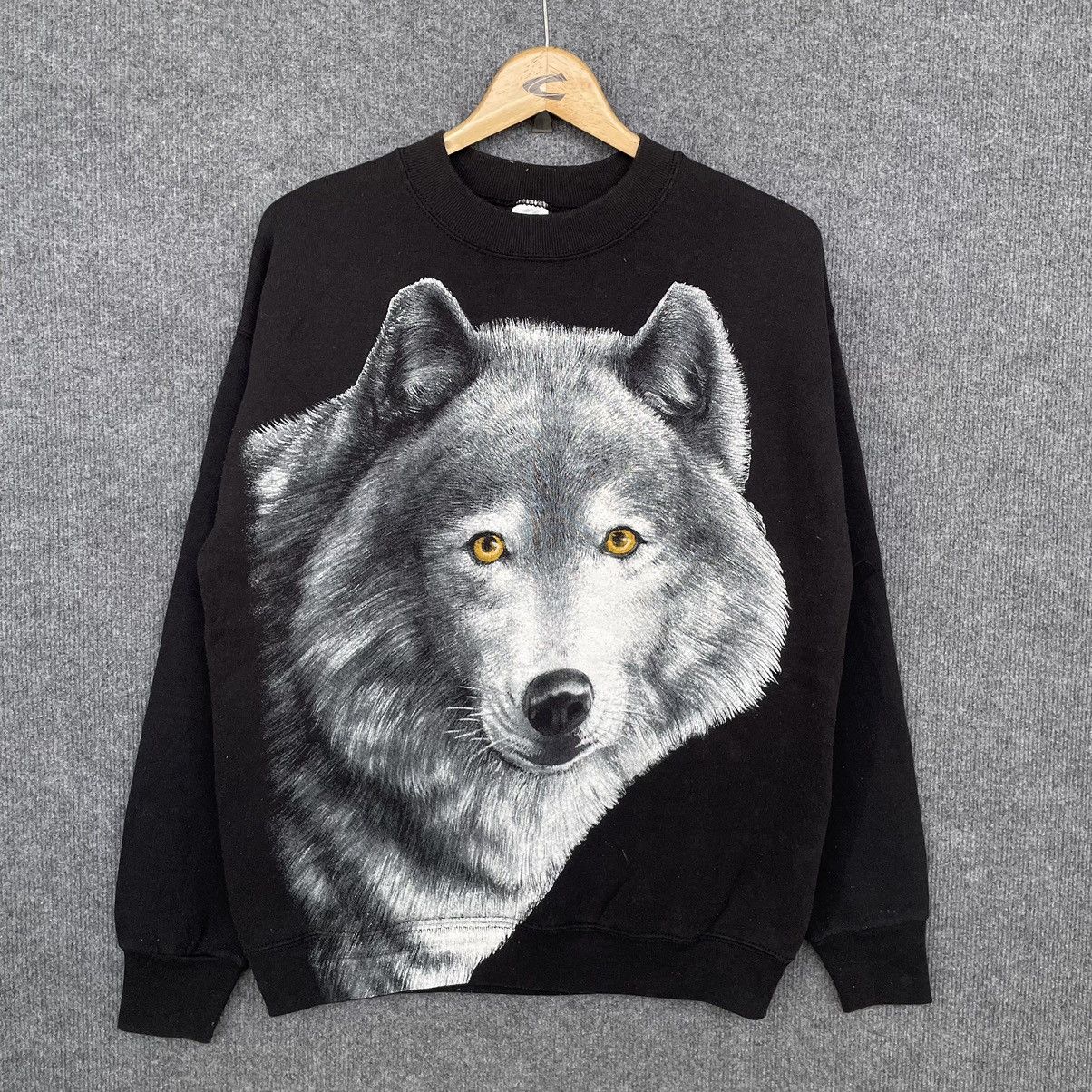 Habitat × Vintage Vintage 1990s Wolf Overprint Crewneck Sweatshirt Size US M / EU 48-50 / 2 - 1 Thumbnail