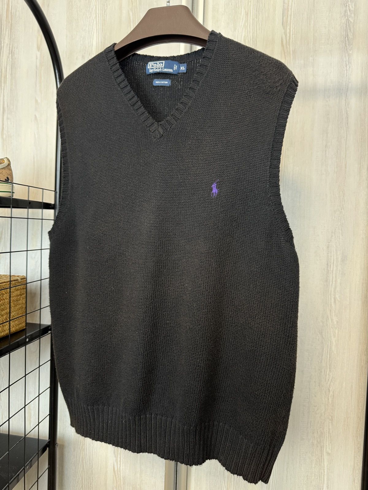 Polo Ralph Lauren Polo Ralph Lauren vintage black faded cotton knitted vest Size US XL / EU 56 / 4 - 2 Thumbnail