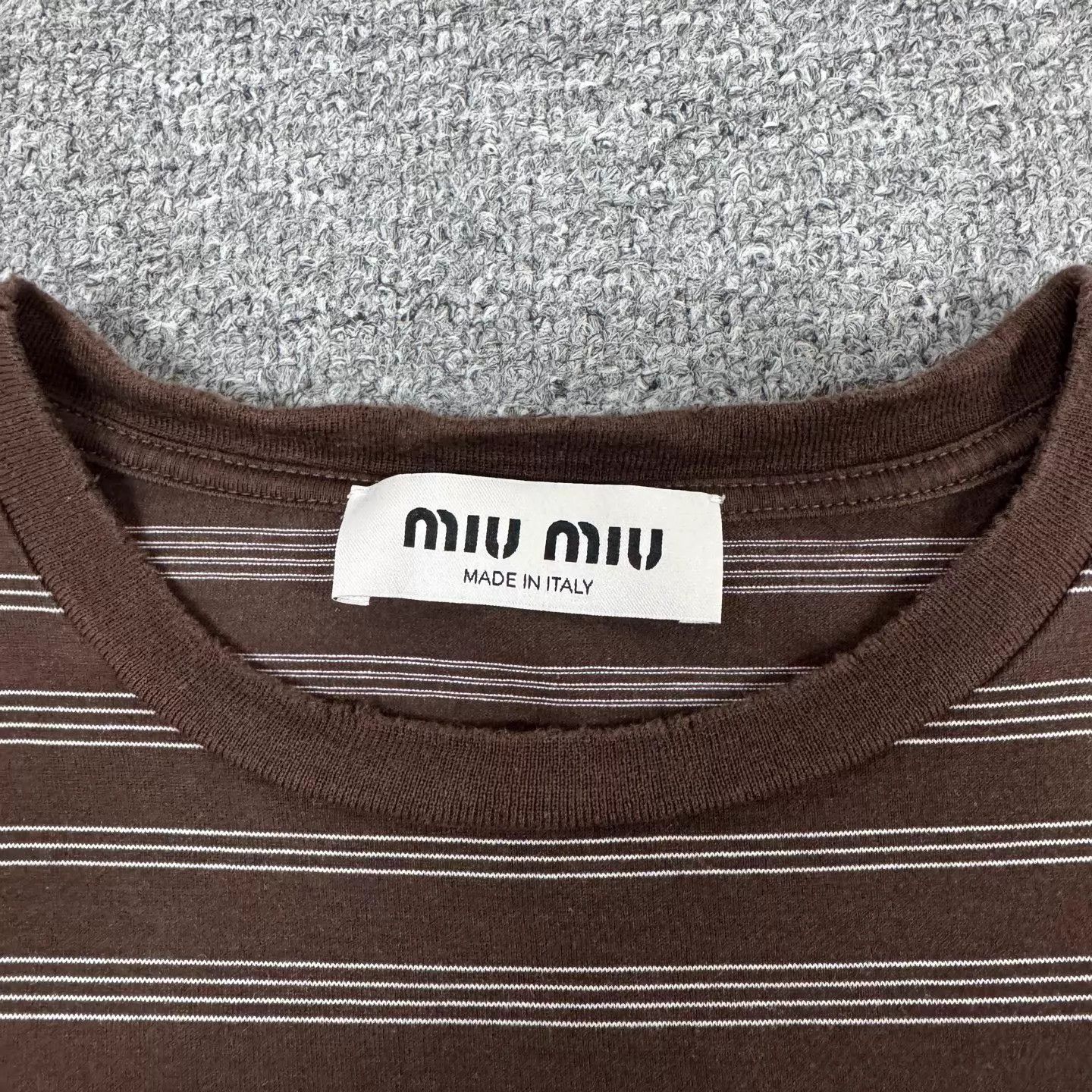 Miu Miu MIU MIU brown white stripe TS logo pocket women's Size M / US 6-8 / IT 42-44 - 6 Thumbnail
