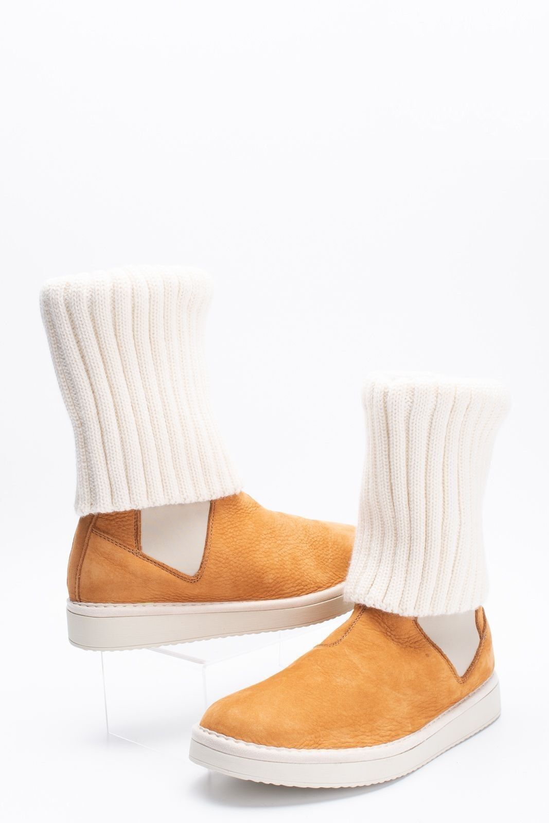 image of Panchic High Beetie Nubuc Wool Knit Ankle Boots, Women's (Size 6)