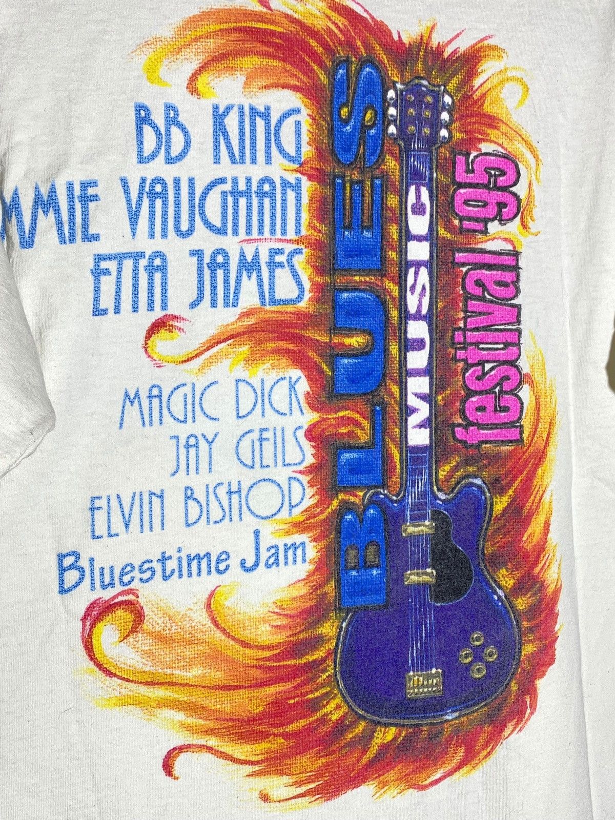 Band Tees 1995 Blues Music Festival Guitar Cat T-Shirt Size US XL / EU 56 / 4 - 6 Thumbnail