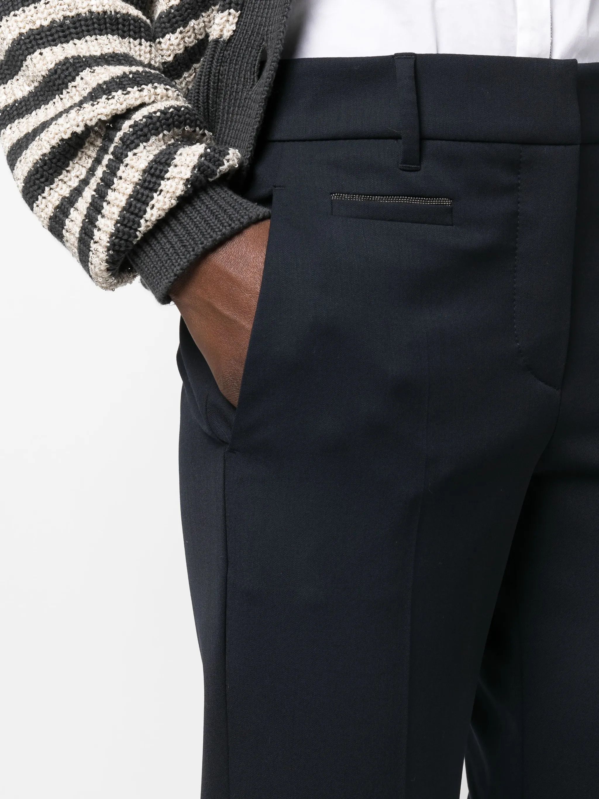 Brunello Cucinelli o1y0725 Casual Pant in Midnight Blue Size 28" / US 6 / IT 42 - 2 Thumbnail