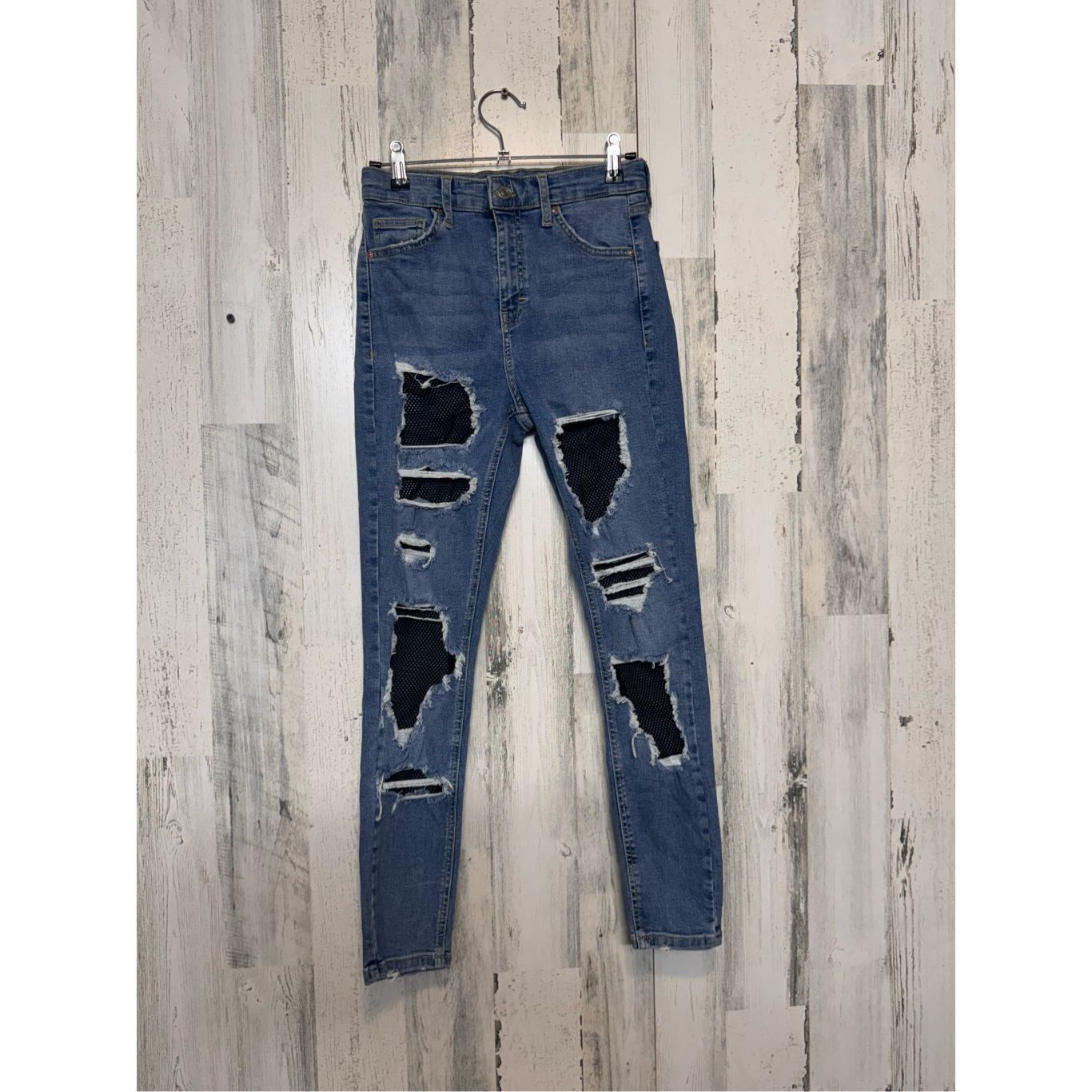Topshop Topshop Moto Jamie High Waist Distressed Skinny Jeans W28 L3 Size 28" / US 6 / IT 42 - 1 Thumbnail