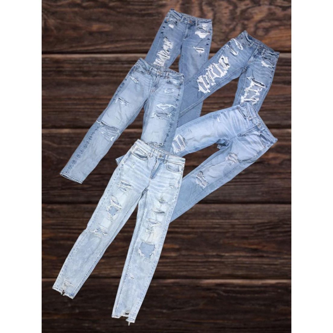 American Eagle Outfitters 2 Pair American Eagle Women Distress Jean 00 Skinny Straight Size 24" / US 00 / IT 34 - 1 Thumbnail