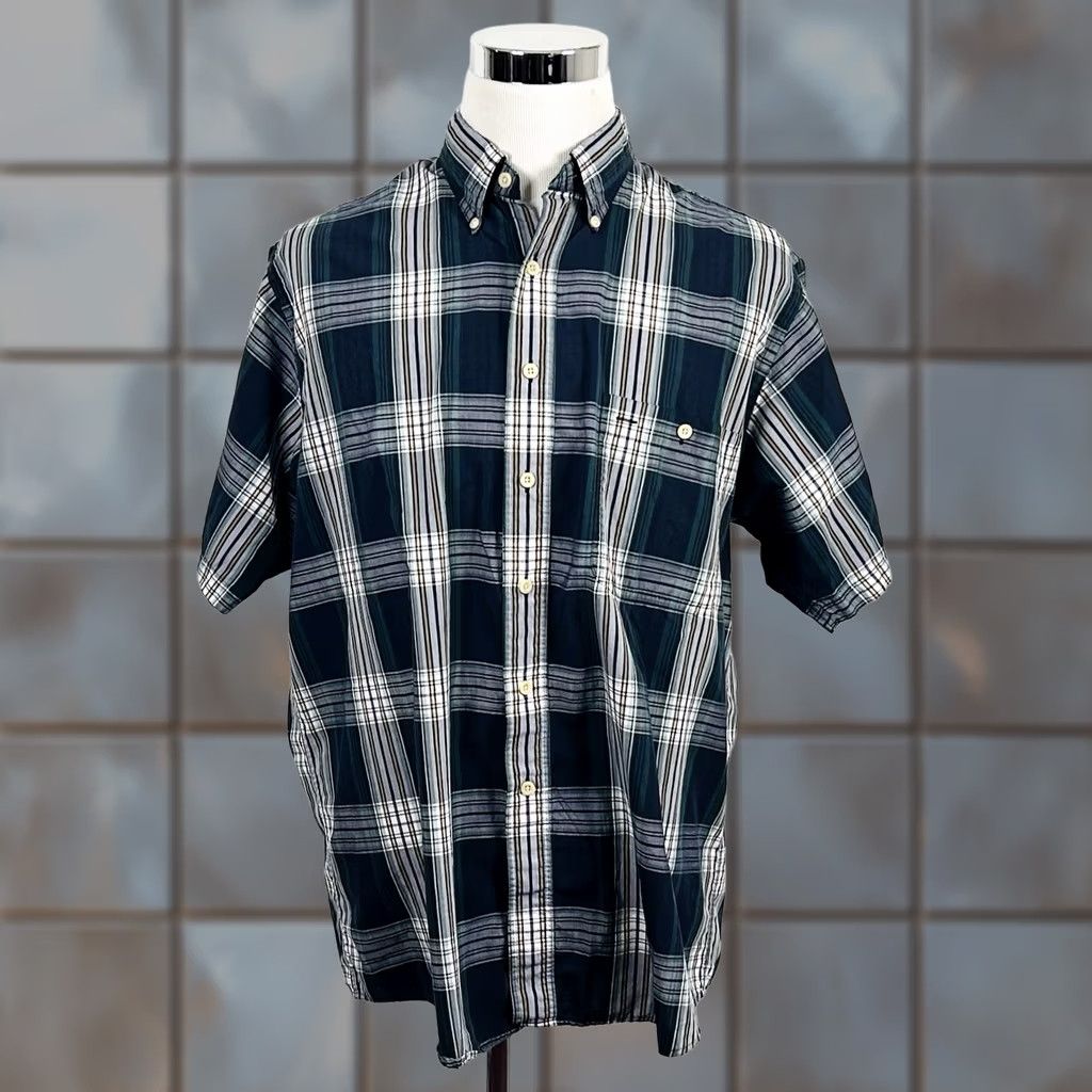 Gant Gant XL Foxhunt Plaid Shirt Short Sleeve Green Blue Yellow Cotton Blend Shirt Men's Regular Button-Down Plaid Size US XL / EU 56 / 4 - 1 Thumbnail