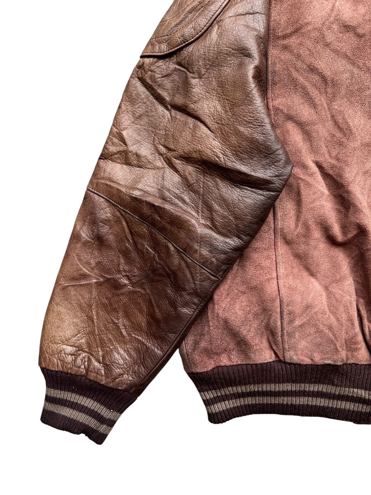 Vintage Vintage 90s Soft Touch Brown Varsity Leather Jacket Size US M / EU 48-50 / 2 - 7 Thumbnail