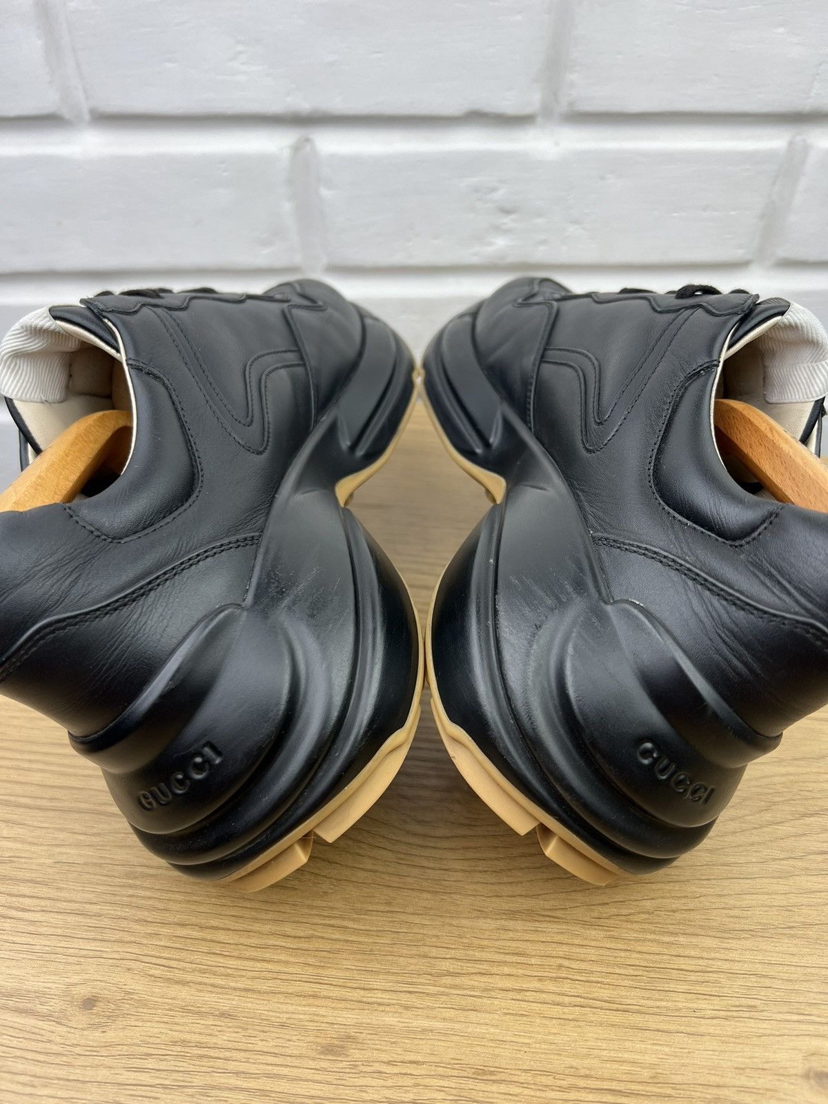 Gucci GUCCI Sneakers Leather Shoes Rhyton "Gucci Band" Black Men’s Size US 8.5 / EU 41-42 - 10 Thumbnail