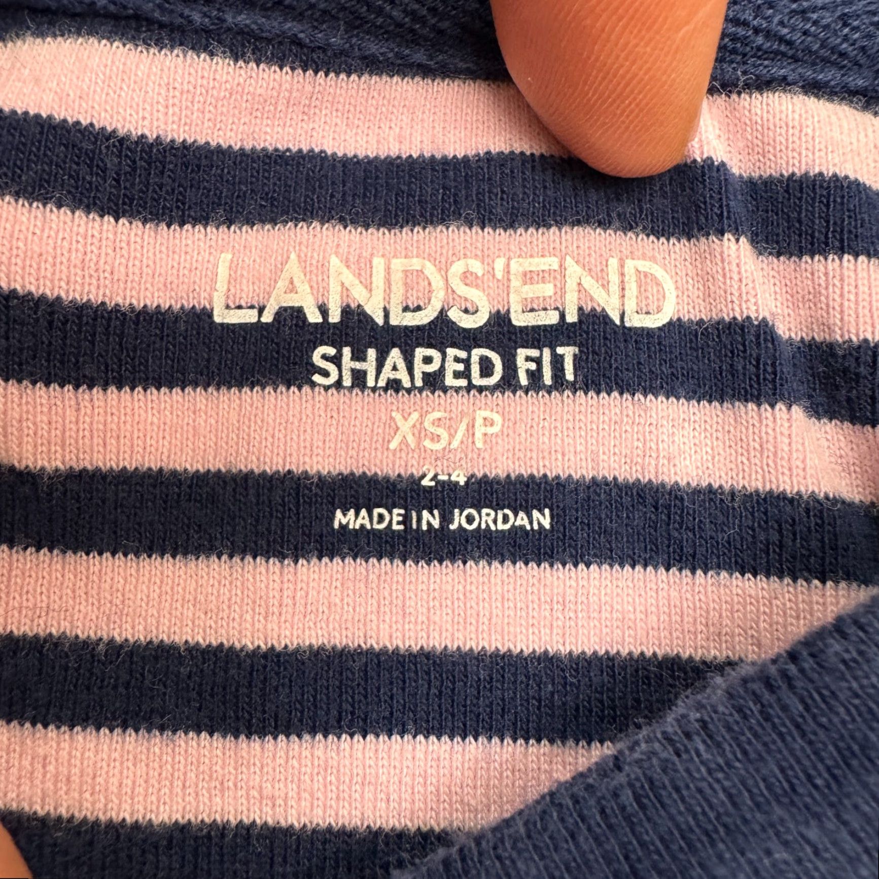 Lands' End Lands' End Shaped Fit T-Shirt Womens Petite XS Navy Pink Striped Crew Neck Tee Size XS / US 0-2 / IT 36-38 - 5 Thumbnail