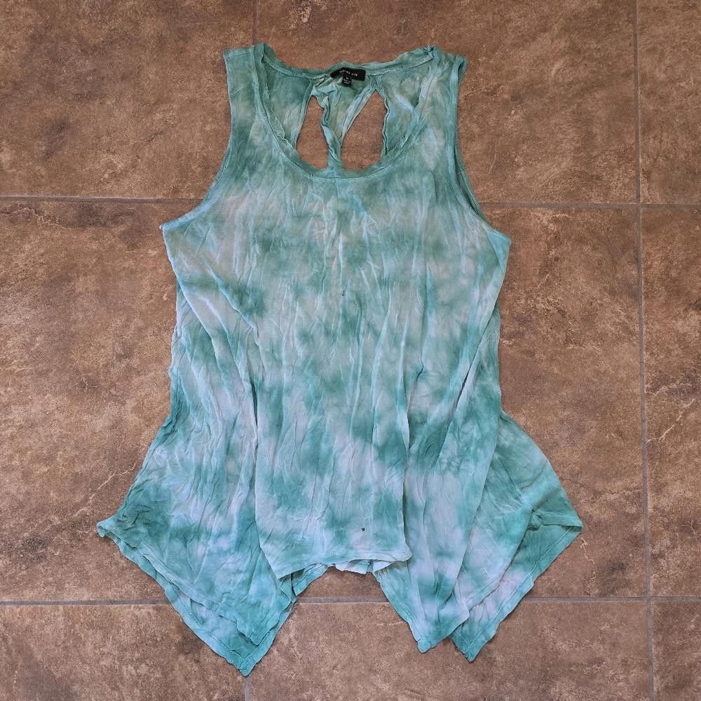 Designer Green Asymmetrical Tie Dyed VA Tank Size M / US 6-8 / IT 42-44 - 1 Thumbnail