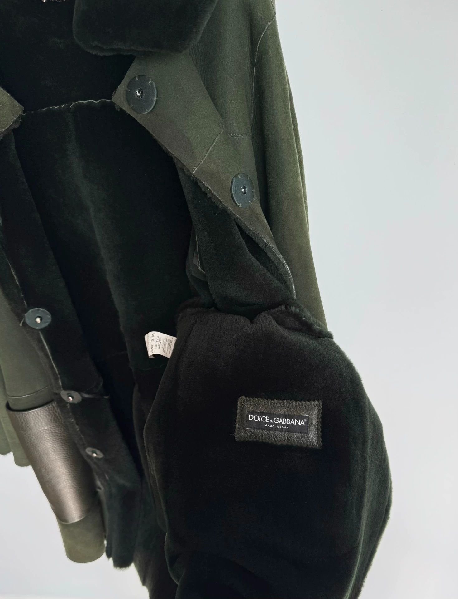 Dolce & Gabbana Dolce & Gabbana Green Shearling Leather Coat 44 Size L / US 10 / IT 46 - 6 Thumbnail