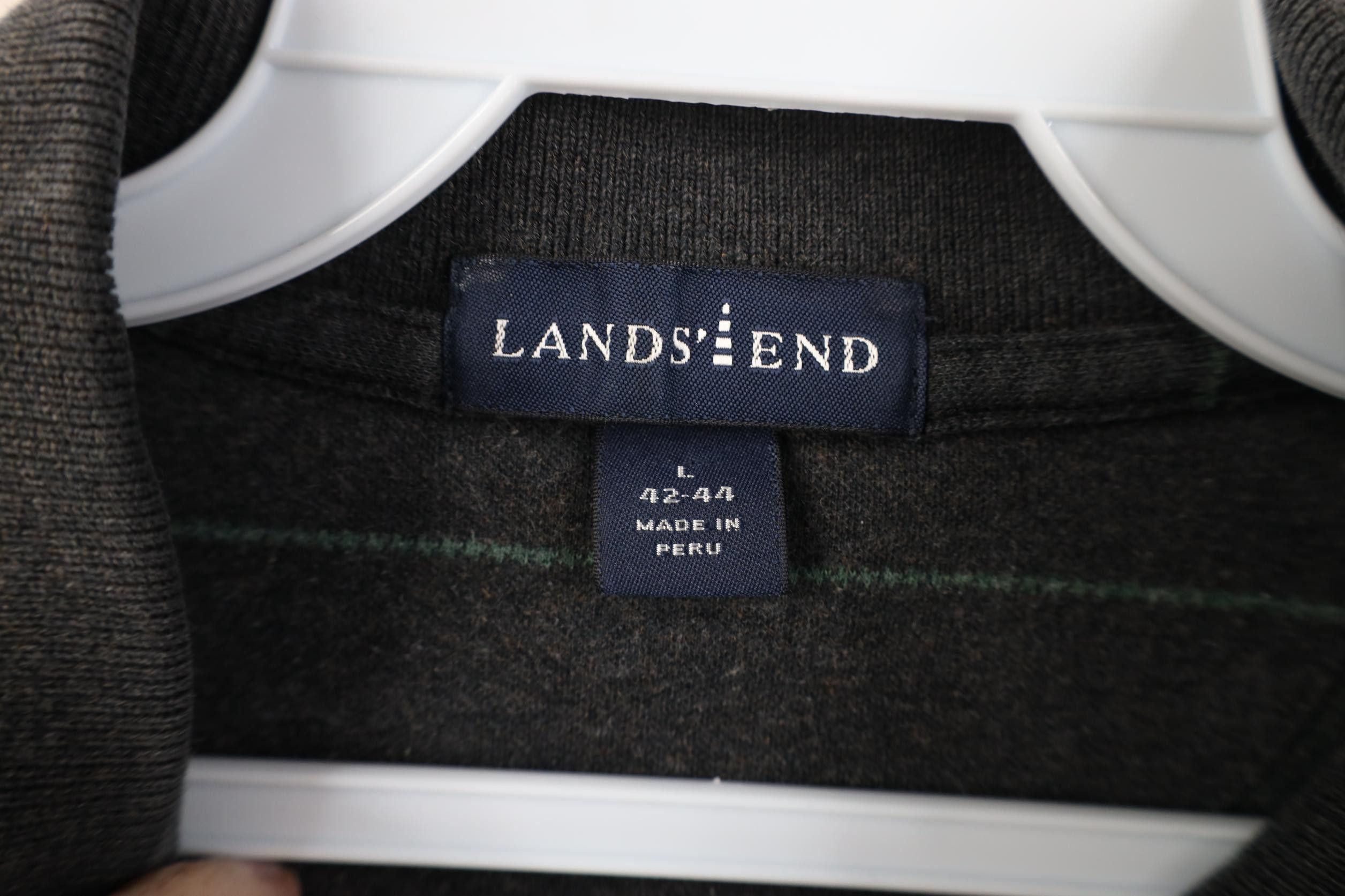 Lands' End Vintage Lands End Striped Heavyweight Long Sleeve Polo Shirt Size US L / EU 52-54 / 3 - 6 Thumbnail