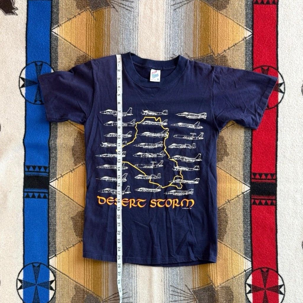 Jerzees VINTAGE 90s JERZEES T-SHIRT Army Military Desert Storm Planes Fighter Jets Short Sleeve Blue S Mens Adult Small Size US S / EU 44-46 / 1 - 6 Thumbnail
