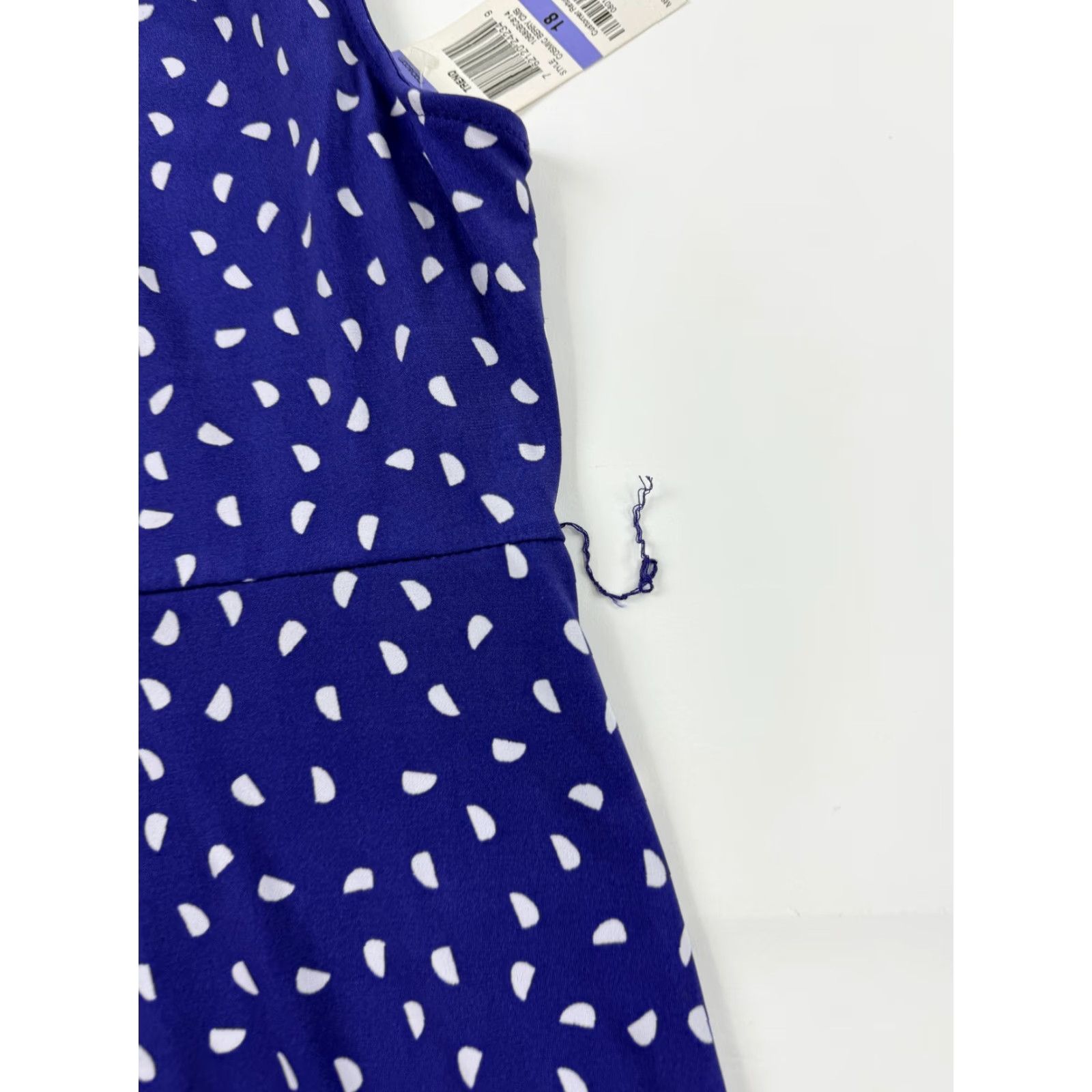 Charter Club Charter Club Dress Womens 18 Blue Cap Sleeve Polka Dot Sheath Knee Length Work Size XXL / US 16-18 / IT 52-54 - 2 Thumbnail