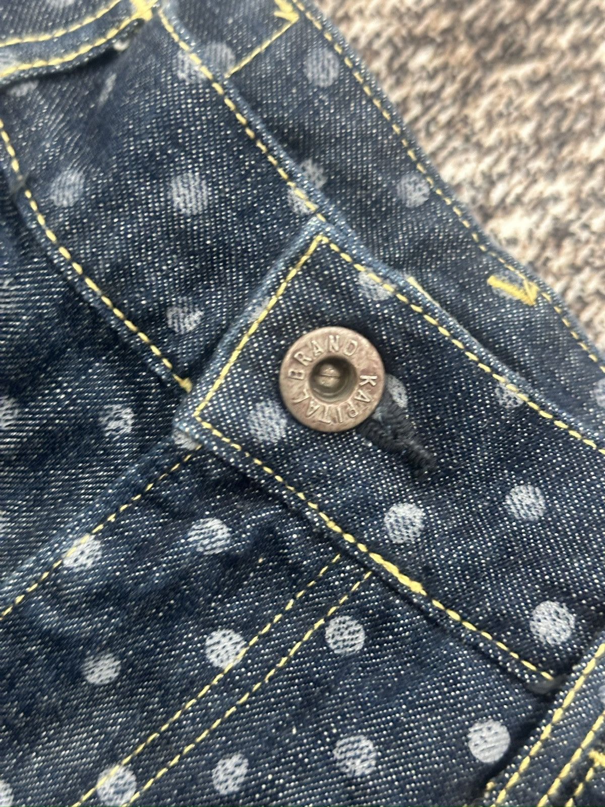 If Six Was Nine × Kapital × Kapital Kountry Polkadot Cropped Denim Pant By Kapital Size US 29 - 6 Thumbnail