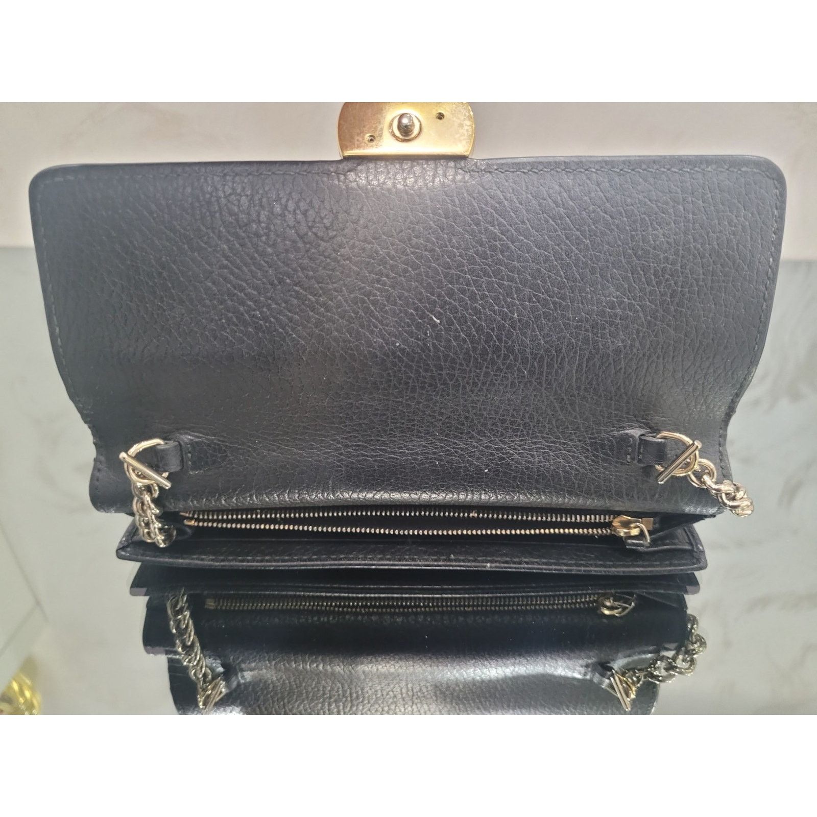 Gucci Gucci Interlocking G Black Leather Wallet on Chain Size ONE SIZE - 8 Thumbnail