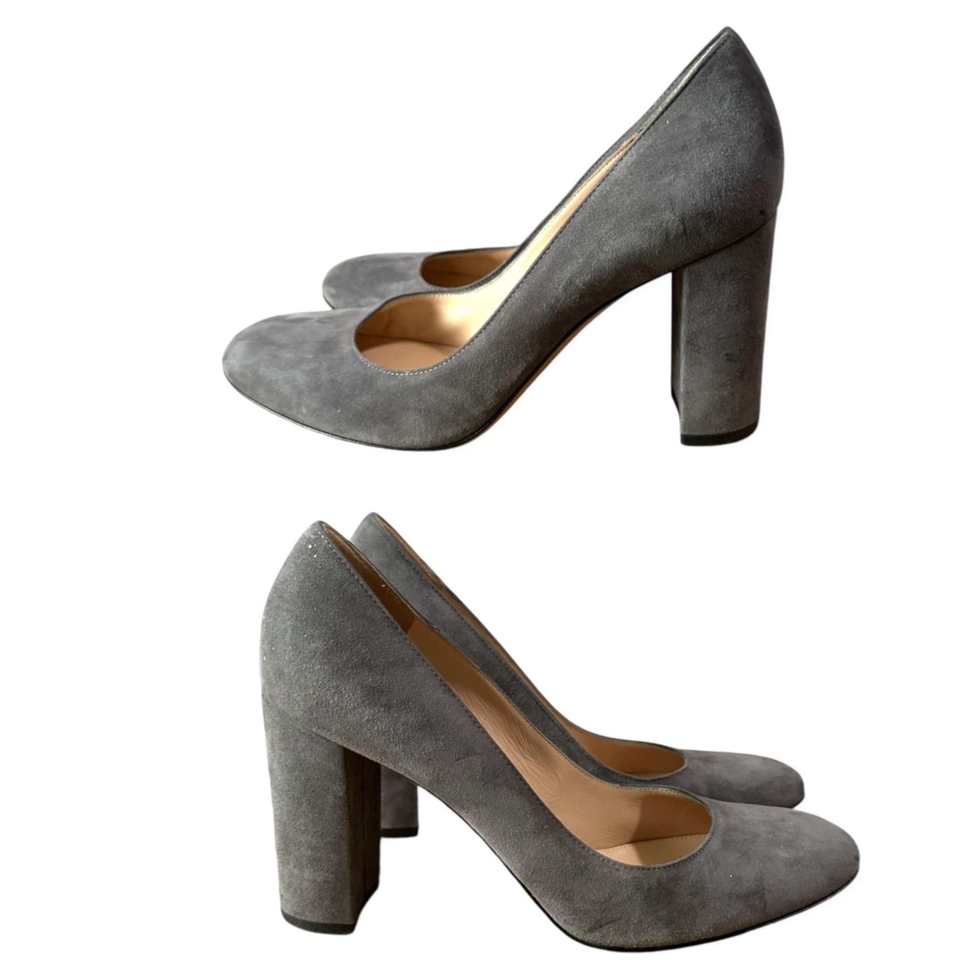 Gianvito Rossi Gianvito Rossi Round Toe 85mm Block Heel Pumps, Gray Suede, Size US 9.5 / IT 39.5 - 12 Thumbnail