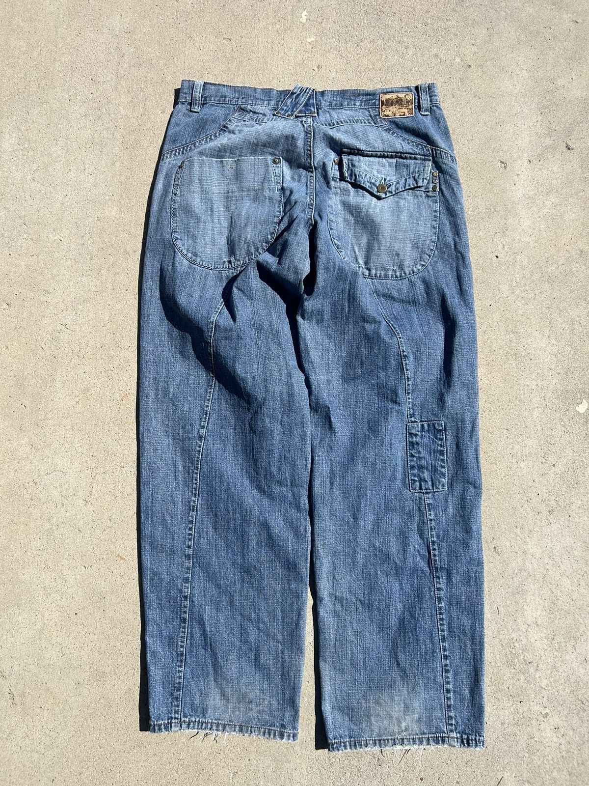 image of Vintage 90's Pelle Pelle Baggy Jnco Style Carpenter Jeans in Blue, Men's (Size 36)