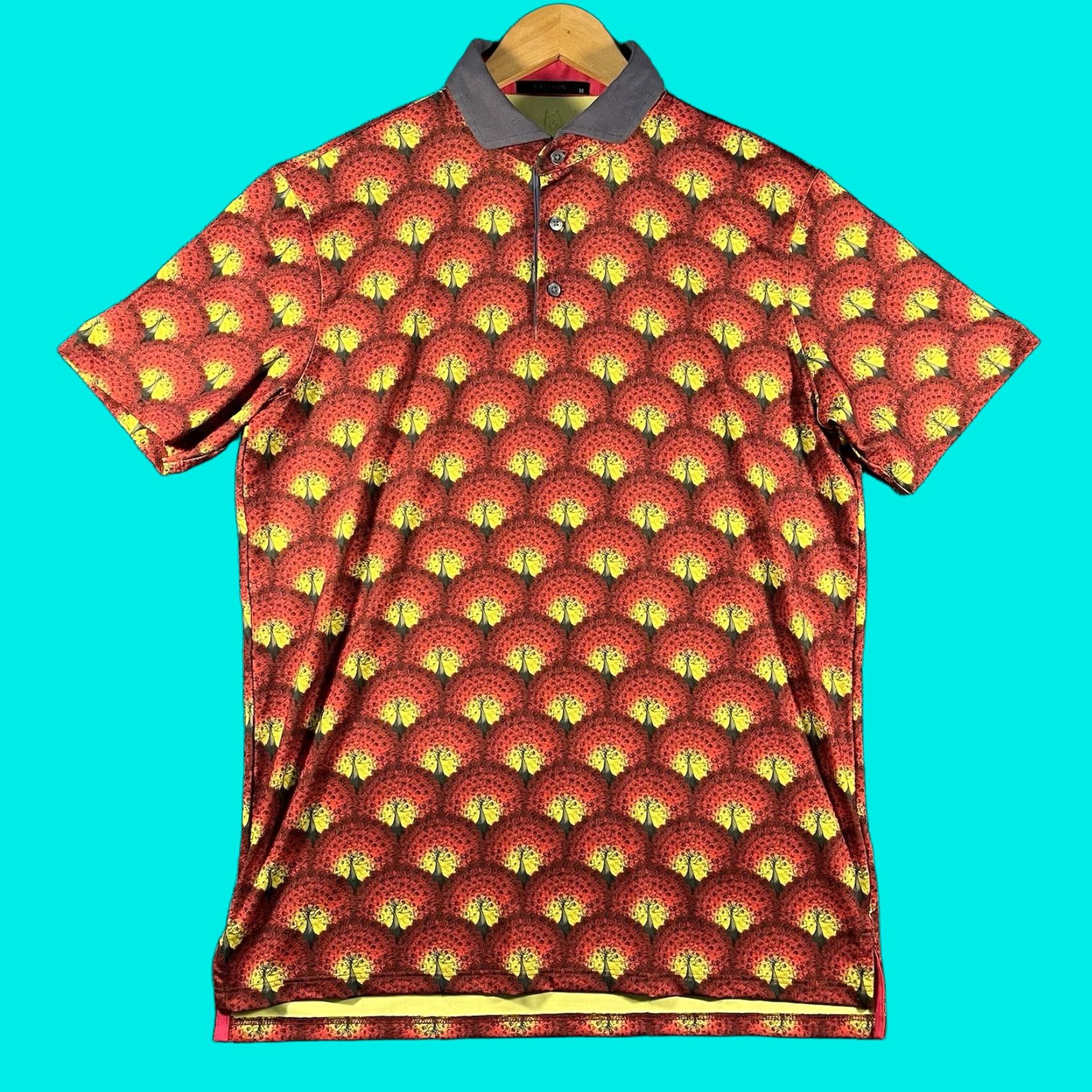 Vintage Greyson Polo Shirt Mens Medium Red Yellow Peacock Golf Shirt Polo Shirt Size US M / EU 48-50 / 2 - 1 Thumbnail