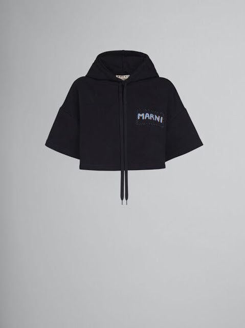 image of Marni O1W1Db10524 Cropped Hoodie In Black, Women's (Size 2XL)