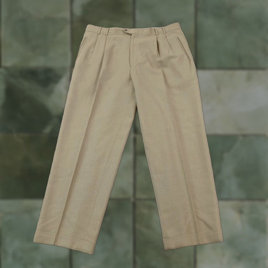 Vintage Ballin Mens Chino Pants Beige 38 Regular Straight Leg Pleated Wool Blend Size US 38 / EU 54 - 1 Thumbnail