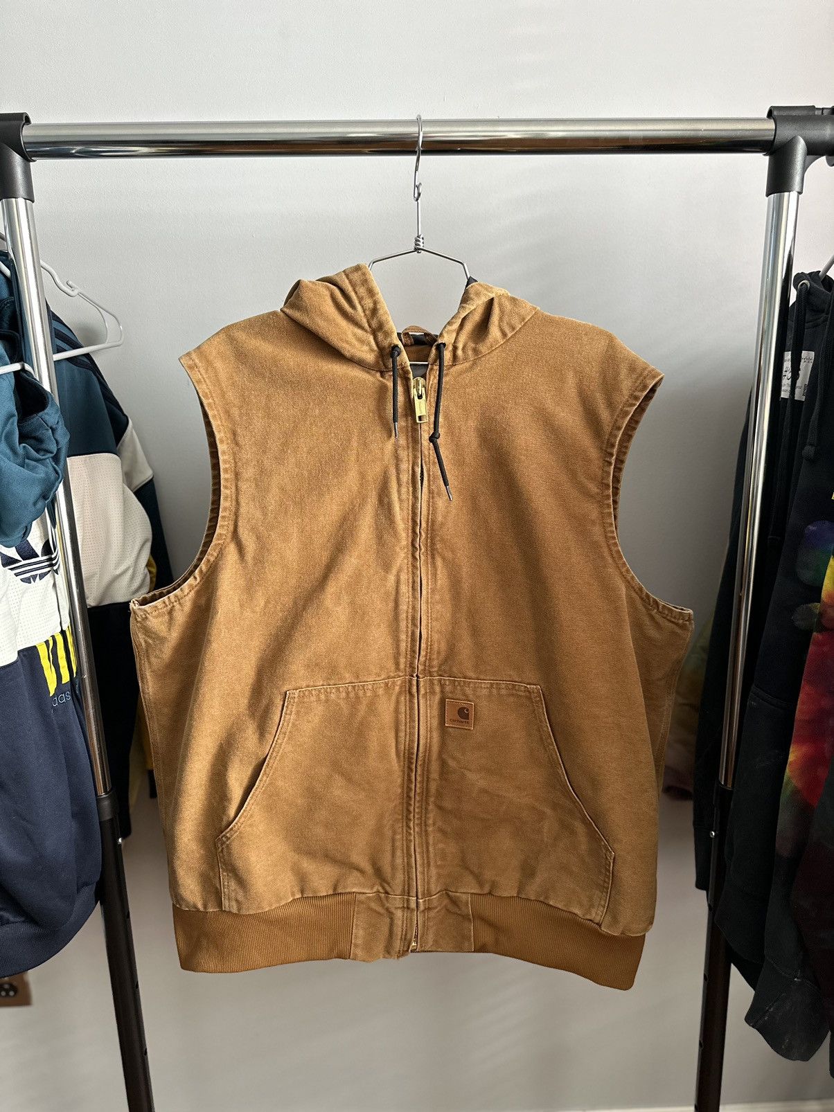 image of Carhartt Hooded Vest in Khaki, Men's (Size XL)