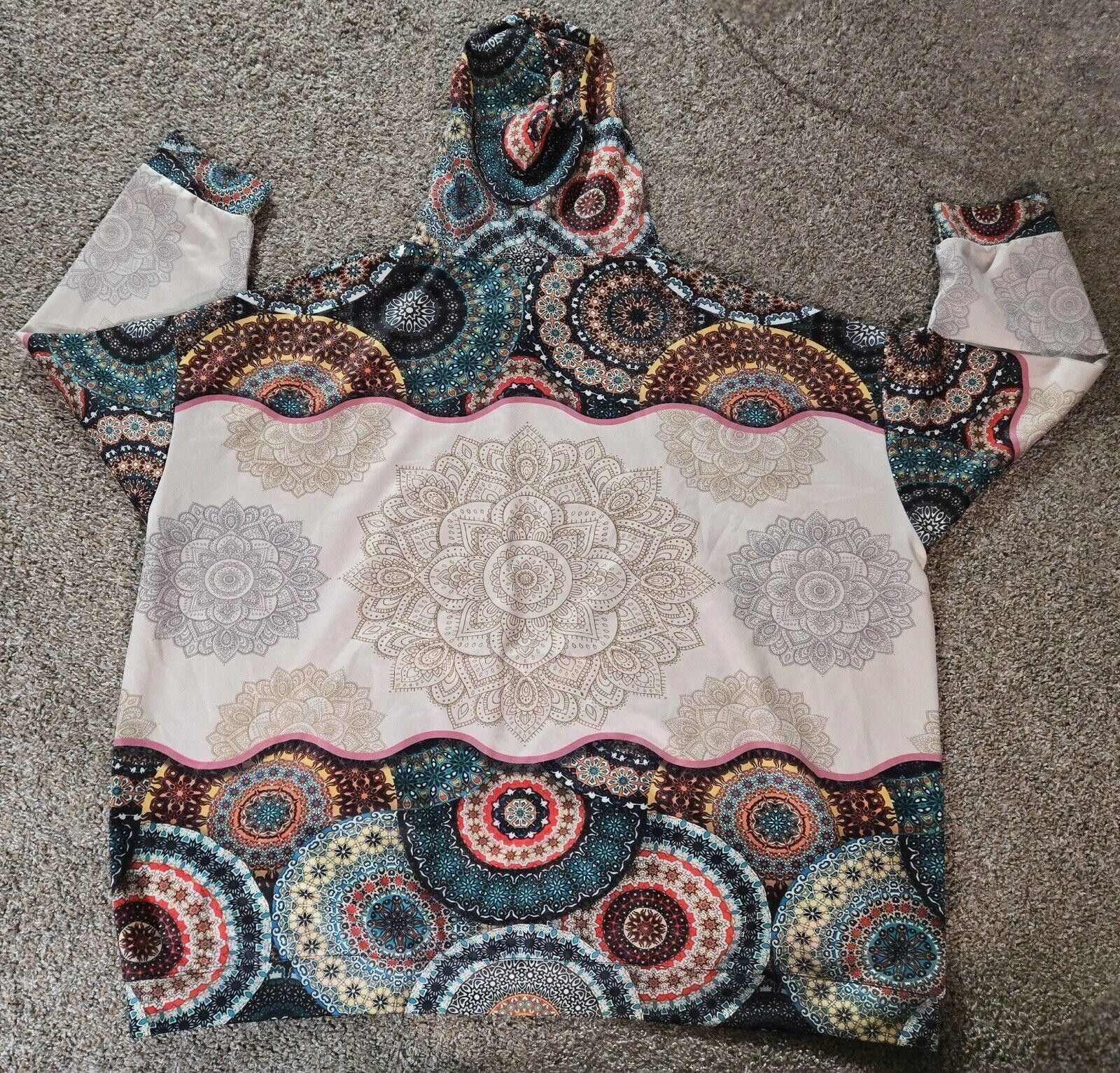 Designer Paisley Print Beige 3/4 Sleeve Regsitered Nurse Hoodie 4XL Size US XXL / EU 58 / 5 - 9 Thumbnail