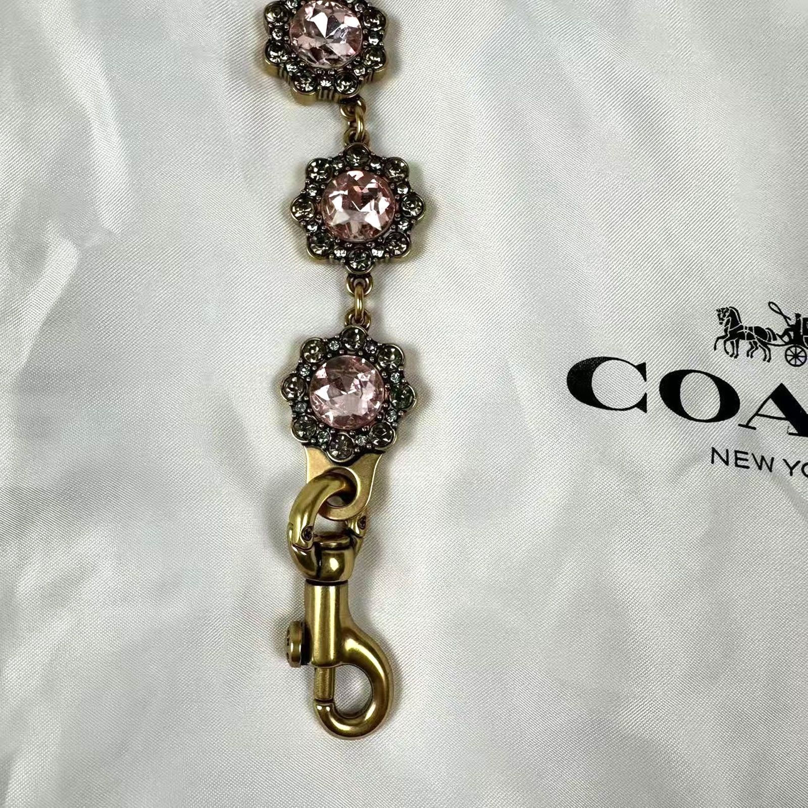 Coach Coach Short Jewelry Chain Strap In Brass/Pink Multi CAU47 Size ONE SIZE - 3 Thumbnail