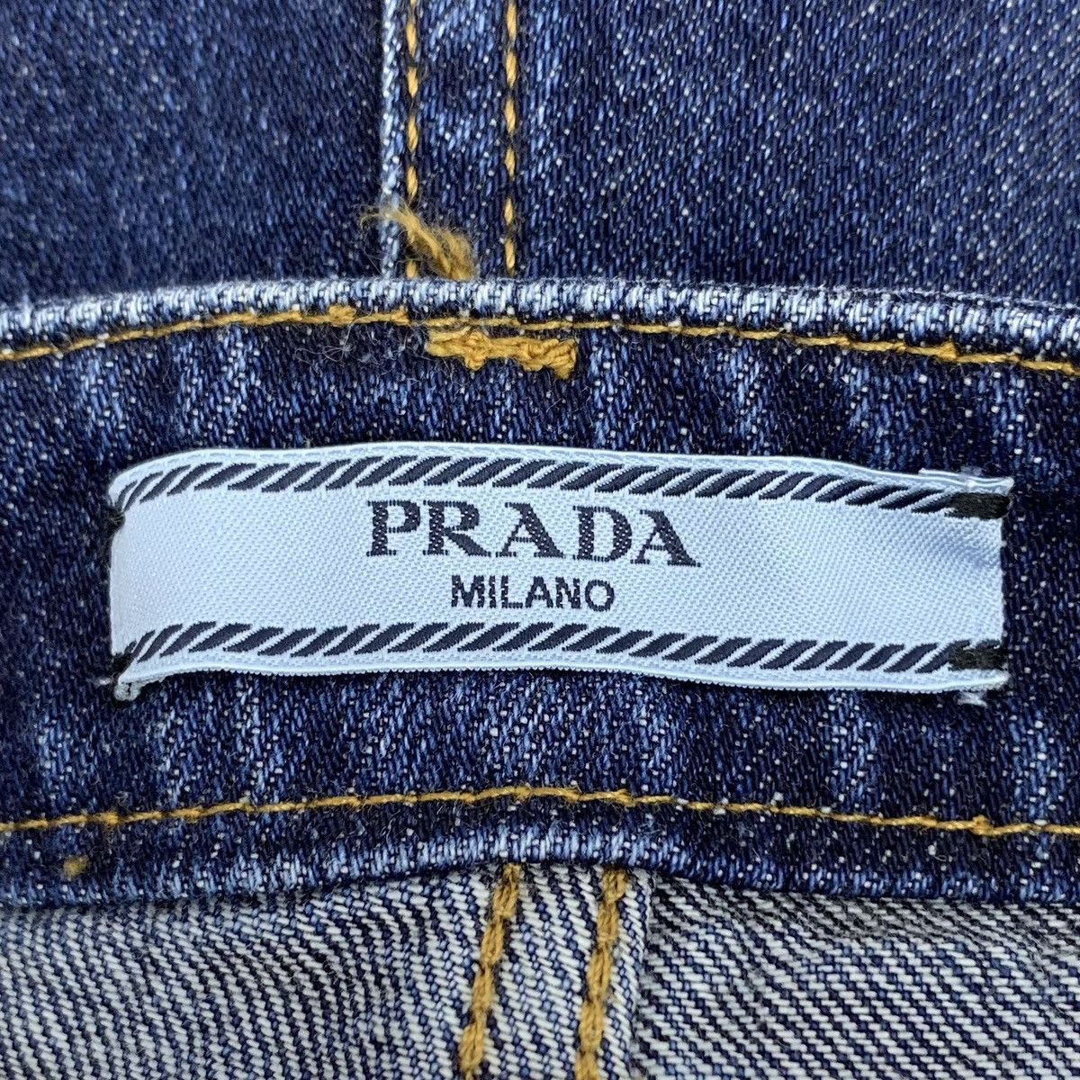 Prada Prada Dark Blue Triangle Logo Cotton Denim Pants K26WX Size 25" / US 0 / IT 36 - 6 Thumbnail