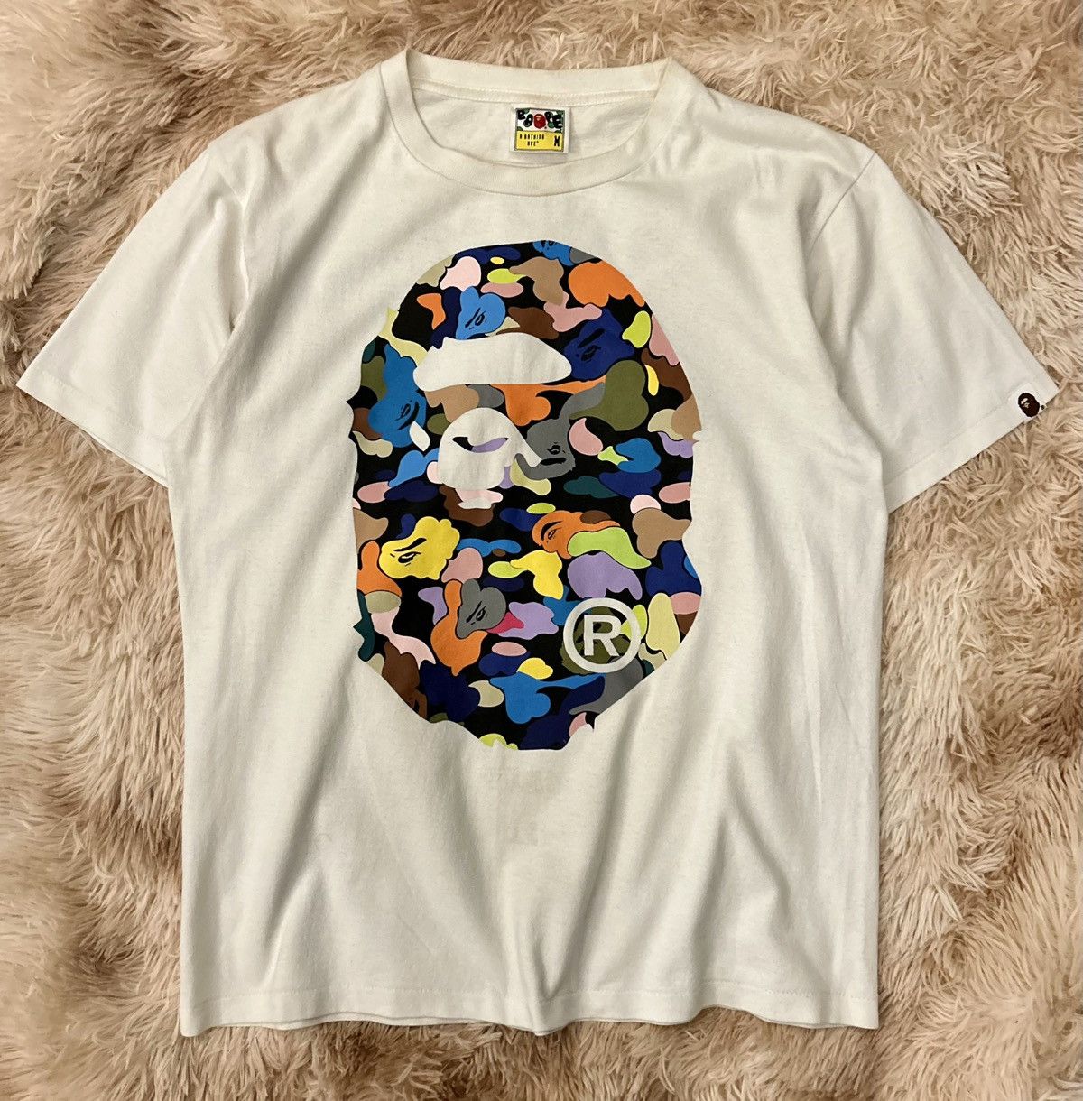 BAPE MULTICOLOURED BIG BOTH SIDES HEAD LOGO TEE