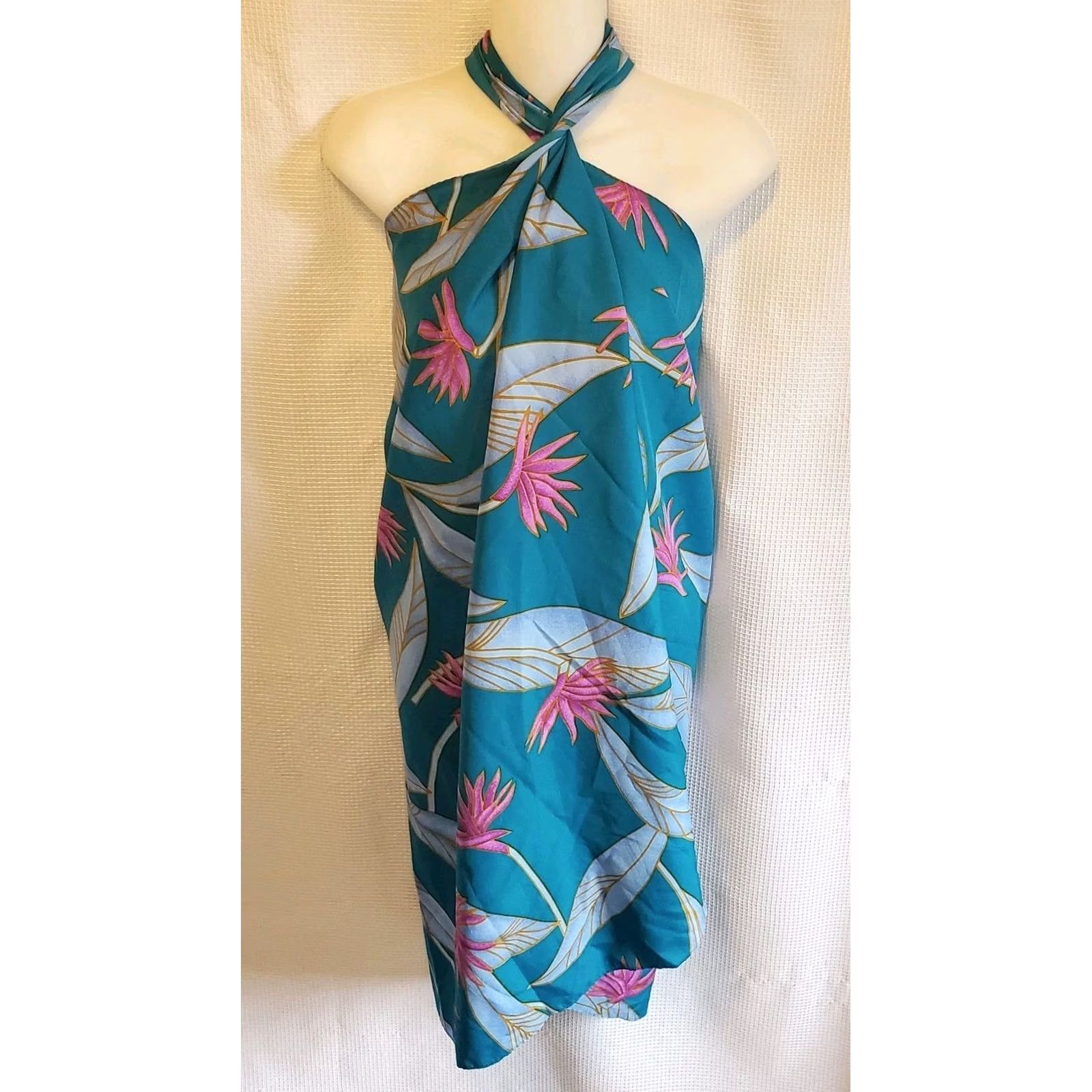 Hilo Hattie VINTAGE Hilo Hattie Wrap Dress Shirt Womens Midi Sleeveless Blue Floral Hawaii Tropical 90s 80s Beach Vacation Size M Size M / US 6-8 / IT 42-44 - 2 Thumbnail