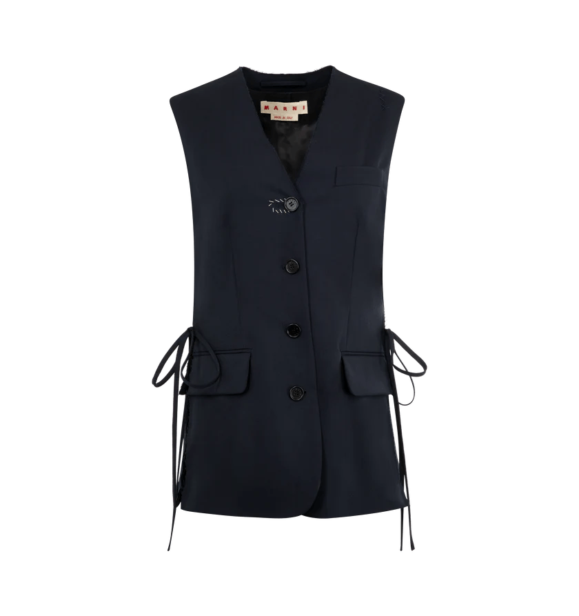 Marni o1h1sh11225 Wool Waistcoat in Black Size S / US 4 / IT 40 - 1 Thumbnail