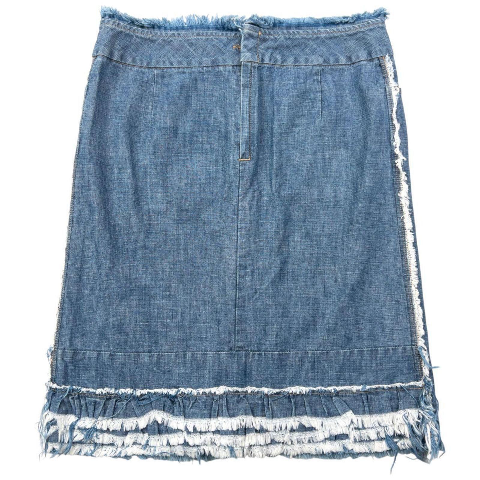 Zucca Vintage Zucca By Issey Miyake Denim Ruffle Skirt Size W29 Size 30" / US 8 / IT 44 - 2 Thumbnail
