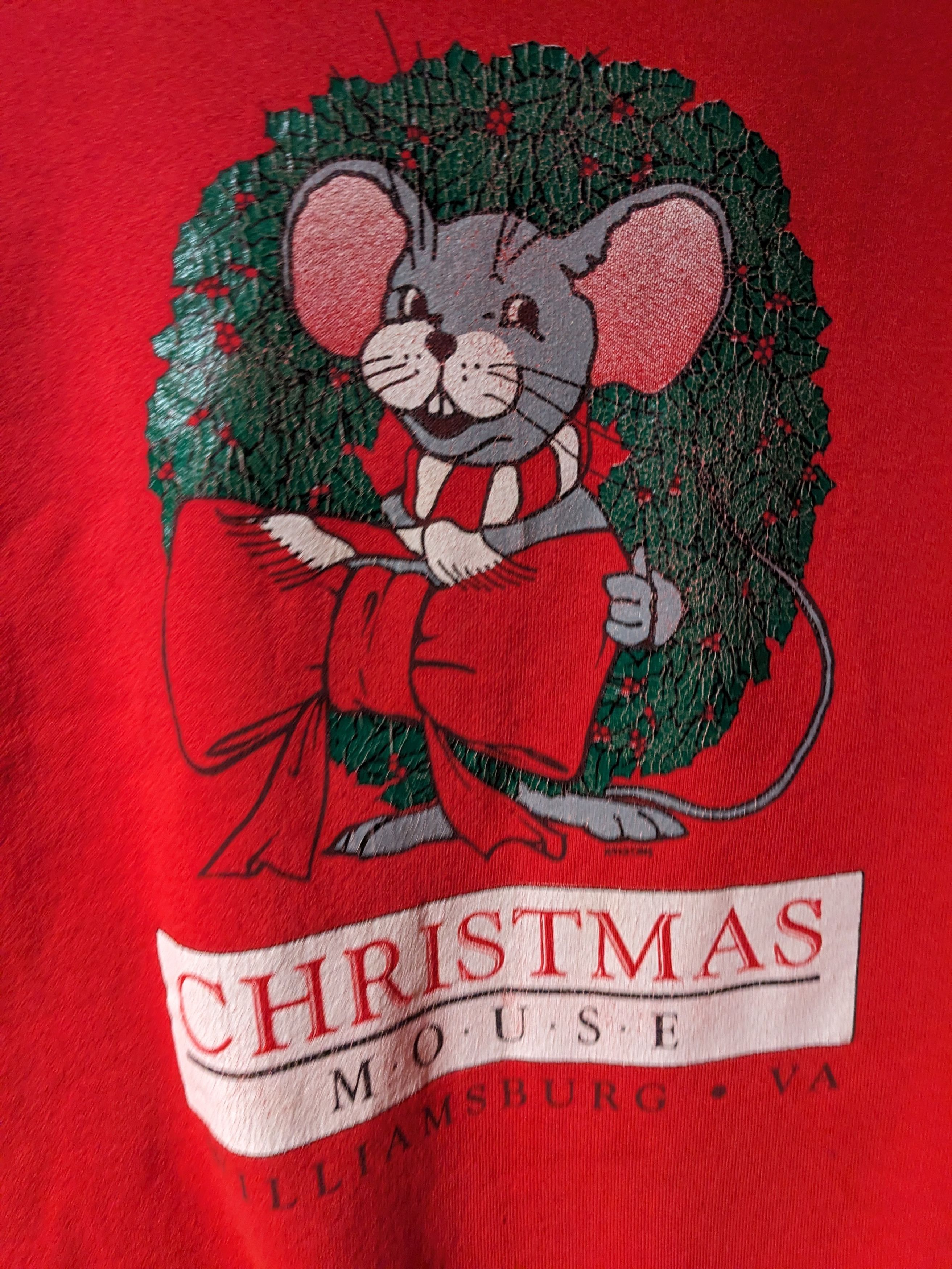 Fruit Of The Loom × Vintage Vintage 90s Christmas Mouse Virginia Holiday Sweatshirt Size US XL / EU 56 / 4 - 2 Thumbnail