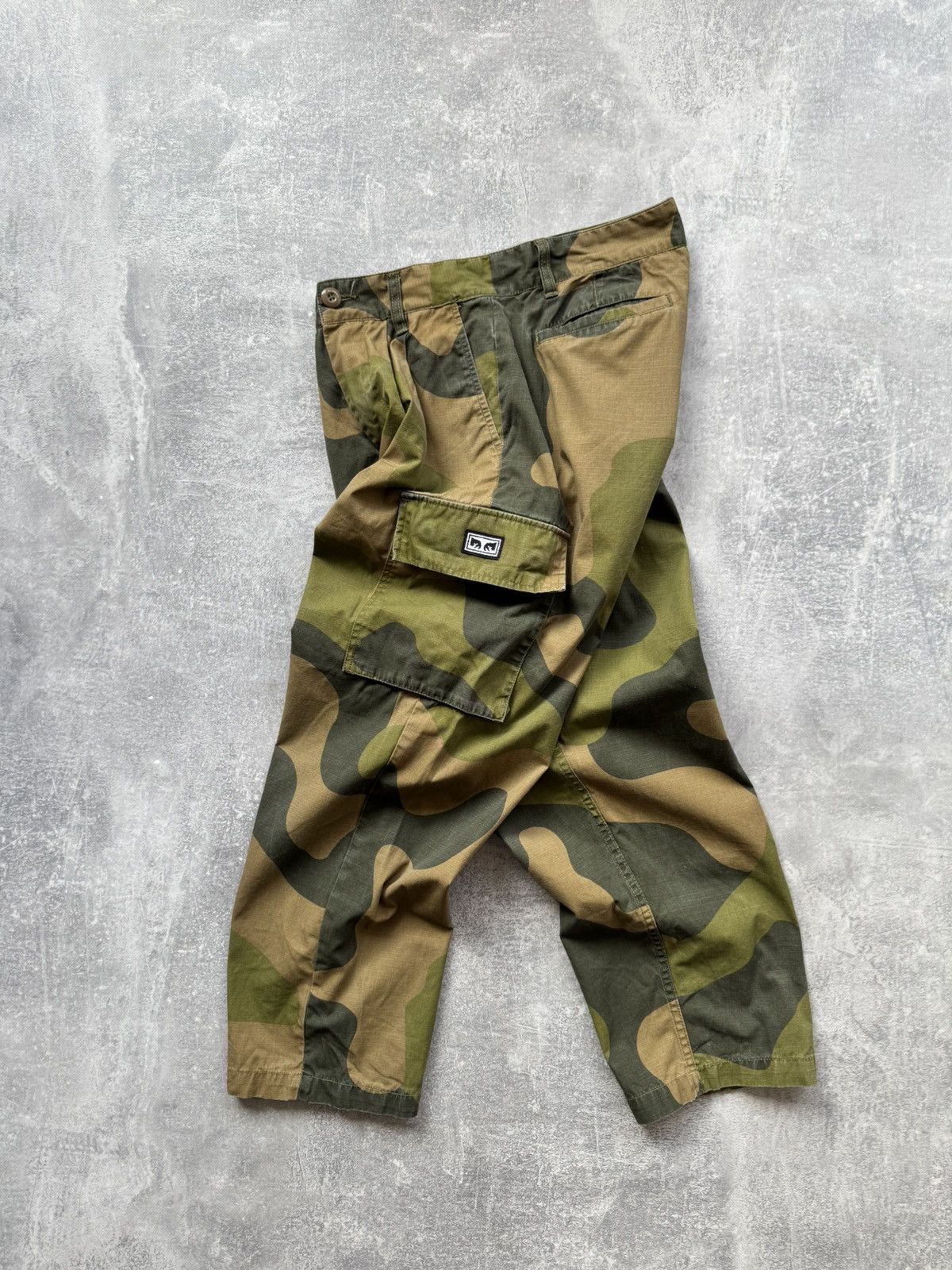 Japanese Brand Obey Baggy Camo Cargo Pants Size US 30 / EU 46 - 1 Thumbnail