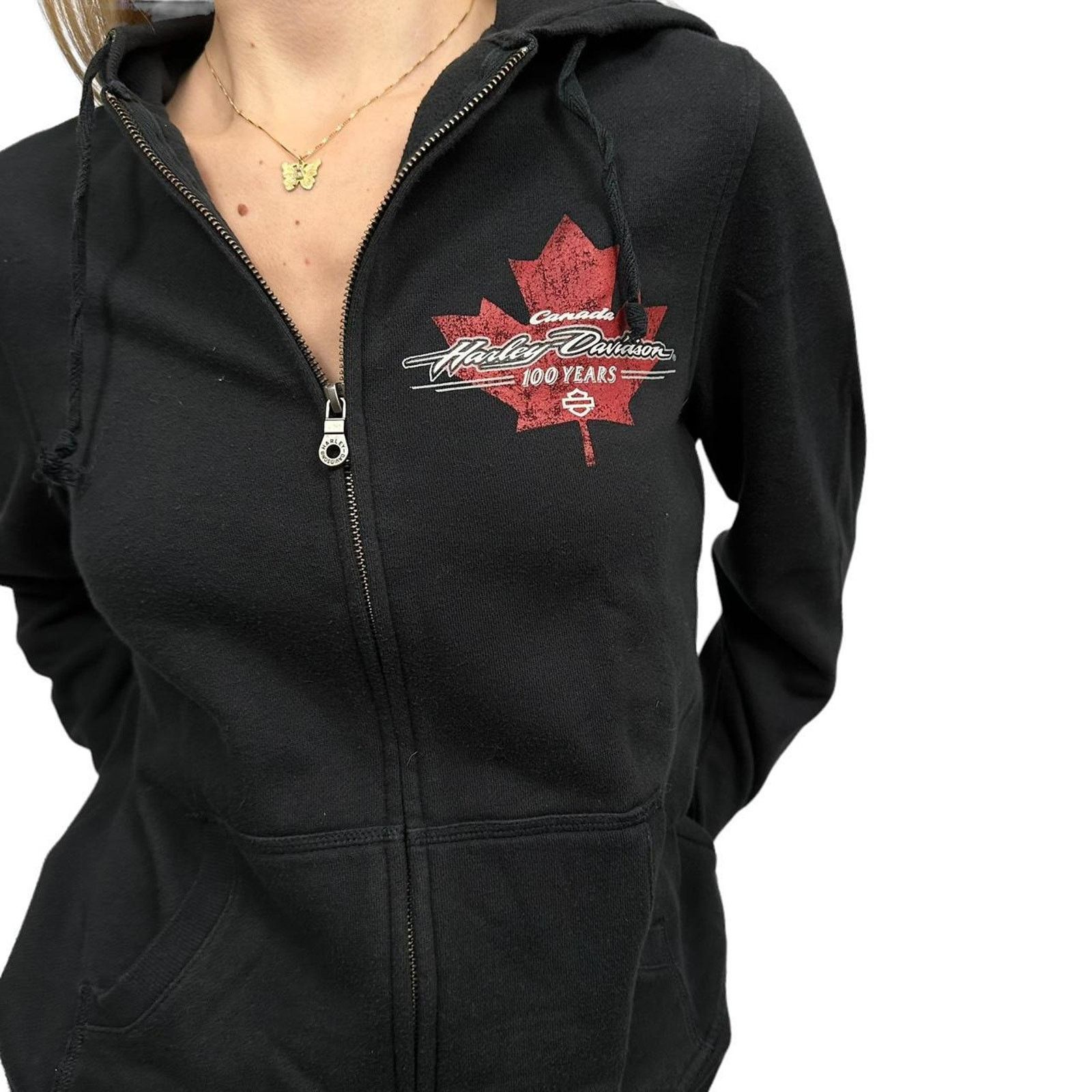 Harley Davidson Vintage Woman’s Harley Davidson Canada Zipup Hoodie Size XL / US 12-14 / IT 48-50 - 2 Thumbnail