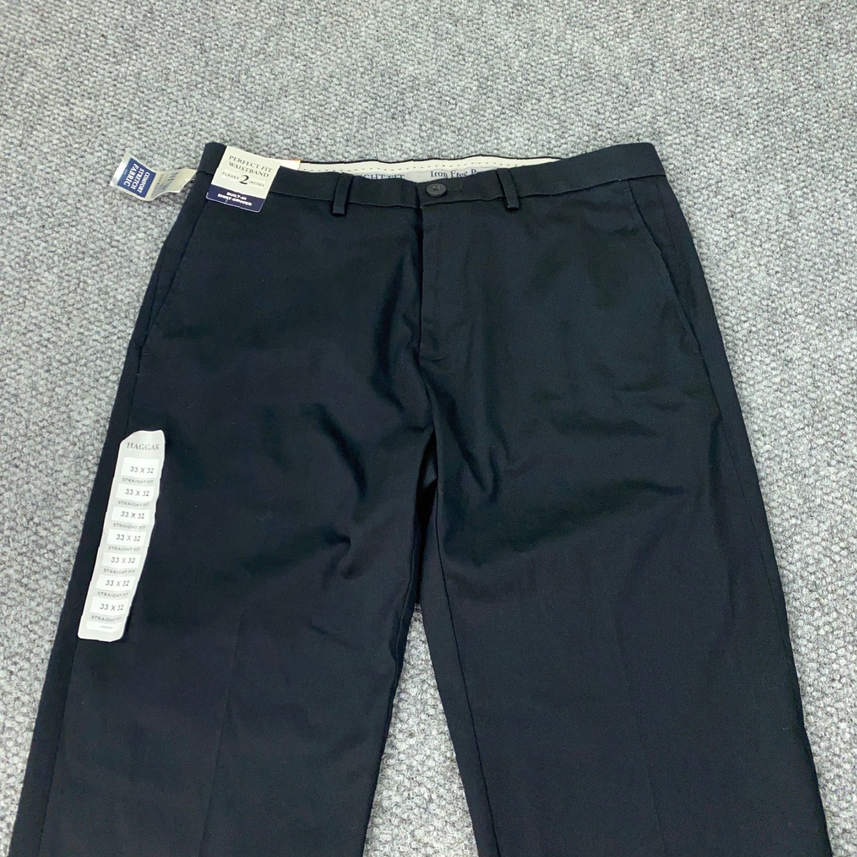 Haggar Haggar Iron Free Premium Khaki Pants Mens 33x32 Black Stretch Twill Straight NWT Size US 33 - 2 Thumbnail