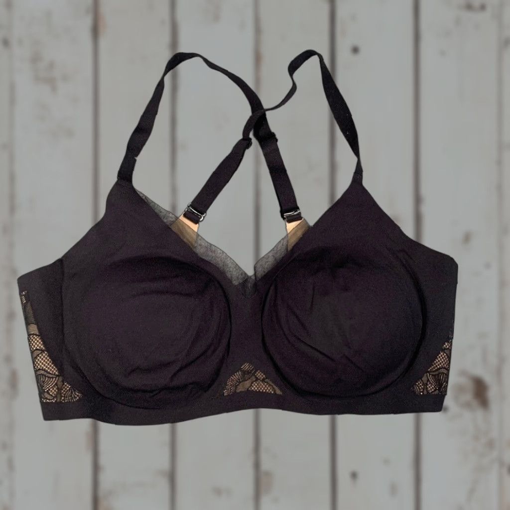 Vintage Honeylove crossover Black Lace Women's Bra Large Size ONE SIZE - 1 Thumbnail