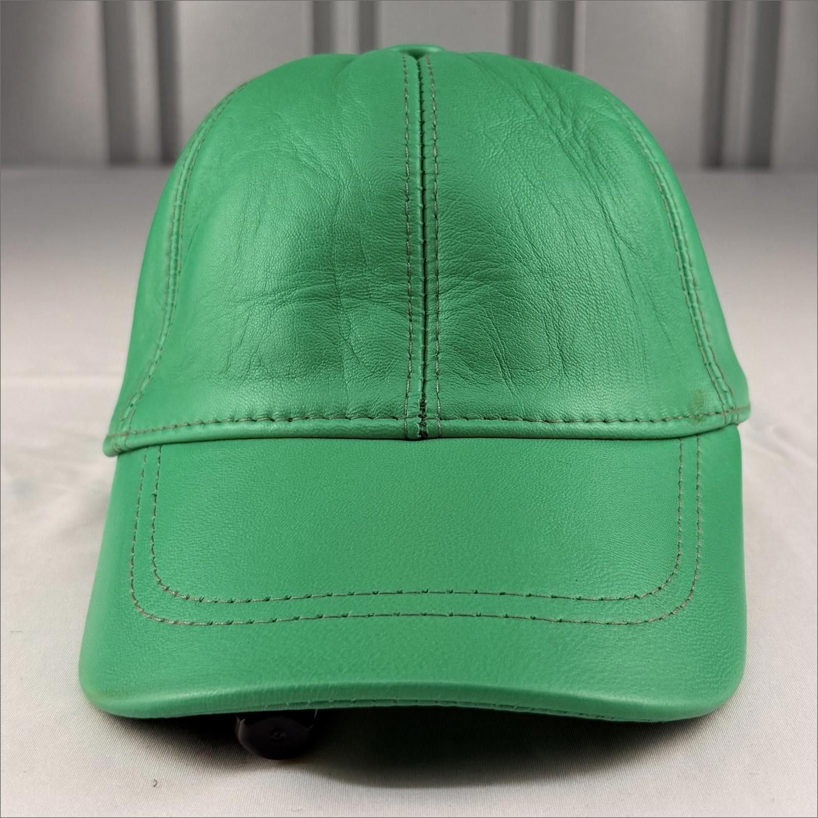 Other NEW Green Matt Leather Baseball Cap - Premium Hat 085 Size ONE SIZE - 1 Thumbnail