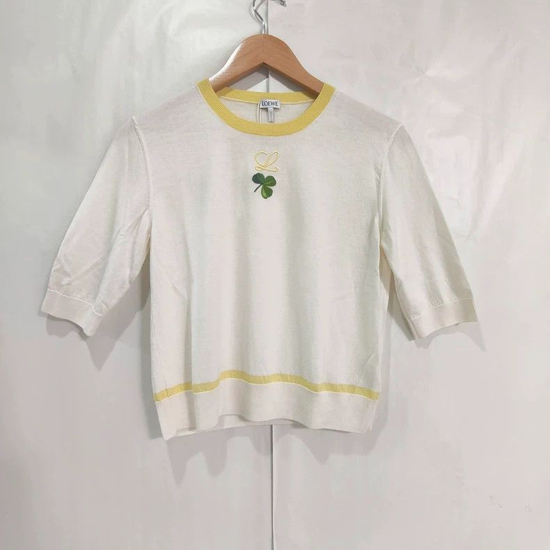 Loewe LOEWE Round neck embroidered ladies' short sleeves Size L / US 10 / IT 46 - 1 Thumbnail