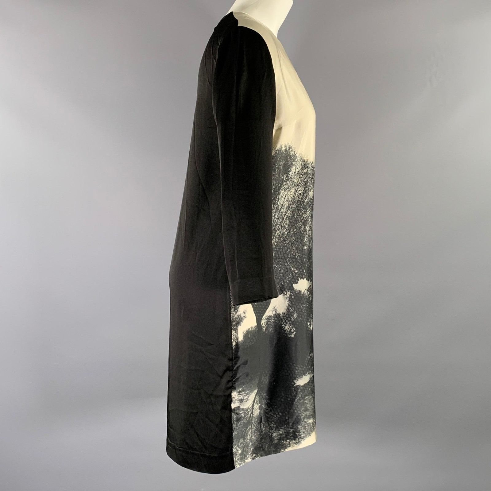 Stella McCartney STELLA McCARTNEY Size 4 Black White Silk Shirt Dress Size S / US 4 / IT 40 - 3 Thumbnail