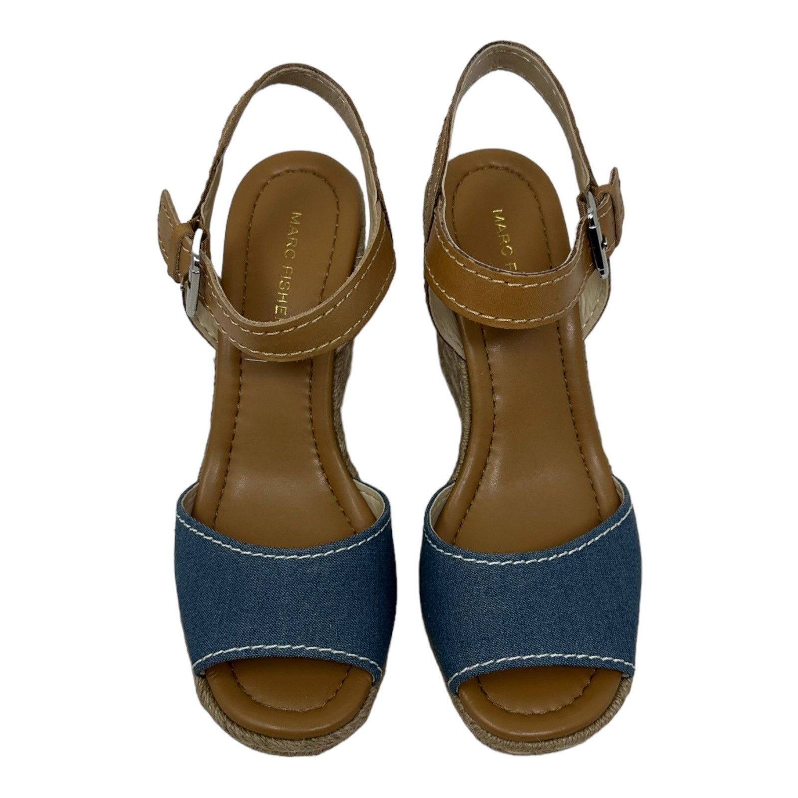 Marc Fisher Marc Fisher Denim & Leather Espadrille Wedges Sandals 7.5 Size US 7.5 / IT 37.5 - 2 Thumbnail